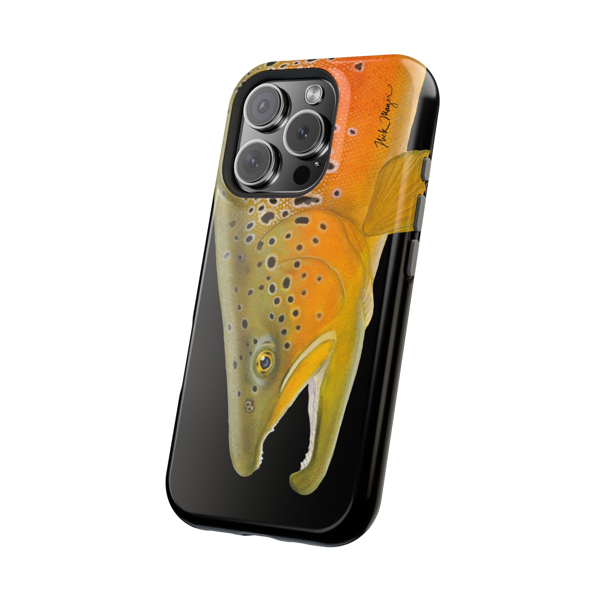 Brown Trout 2 Black MagSafe iPhone Case