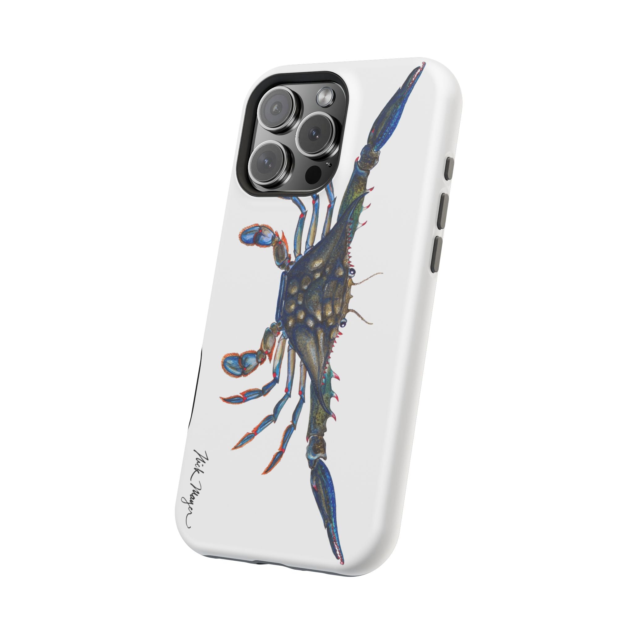 Blue Crab MagSafe White iPhone Case