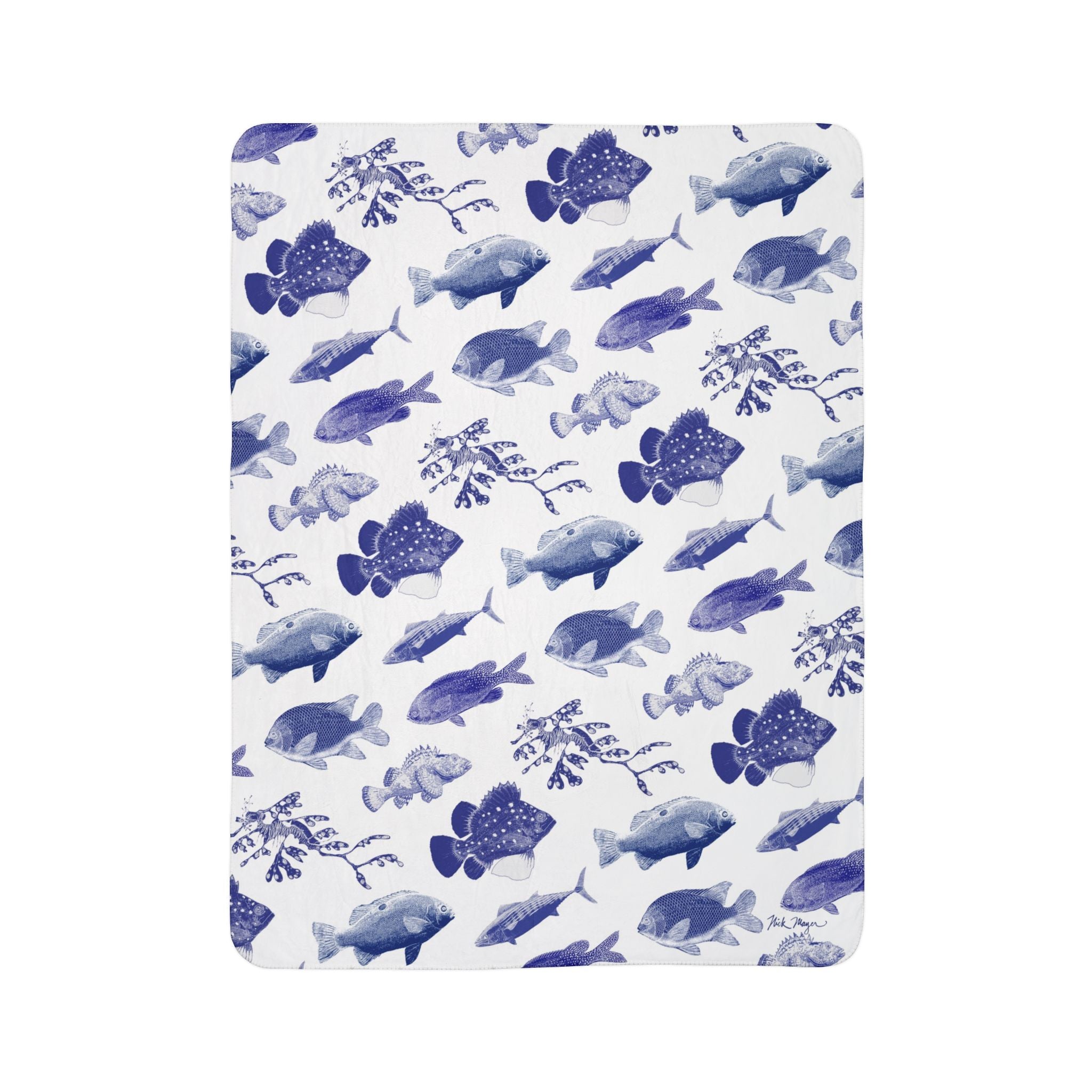 Ocean Stamps Super Soft Sherpa Blanket