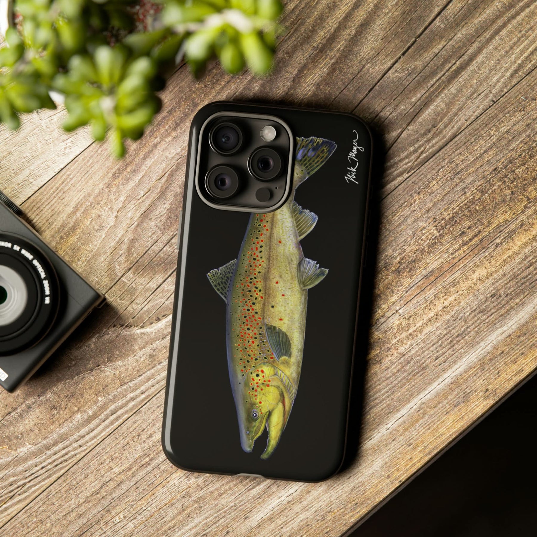 Brown Trout Black iPhone 15 Case
