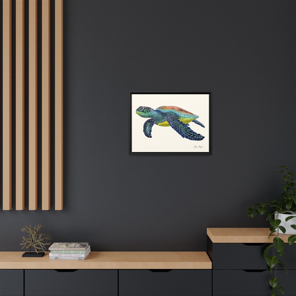 Green Sea Turtle II Framed Canvas Print Printify
