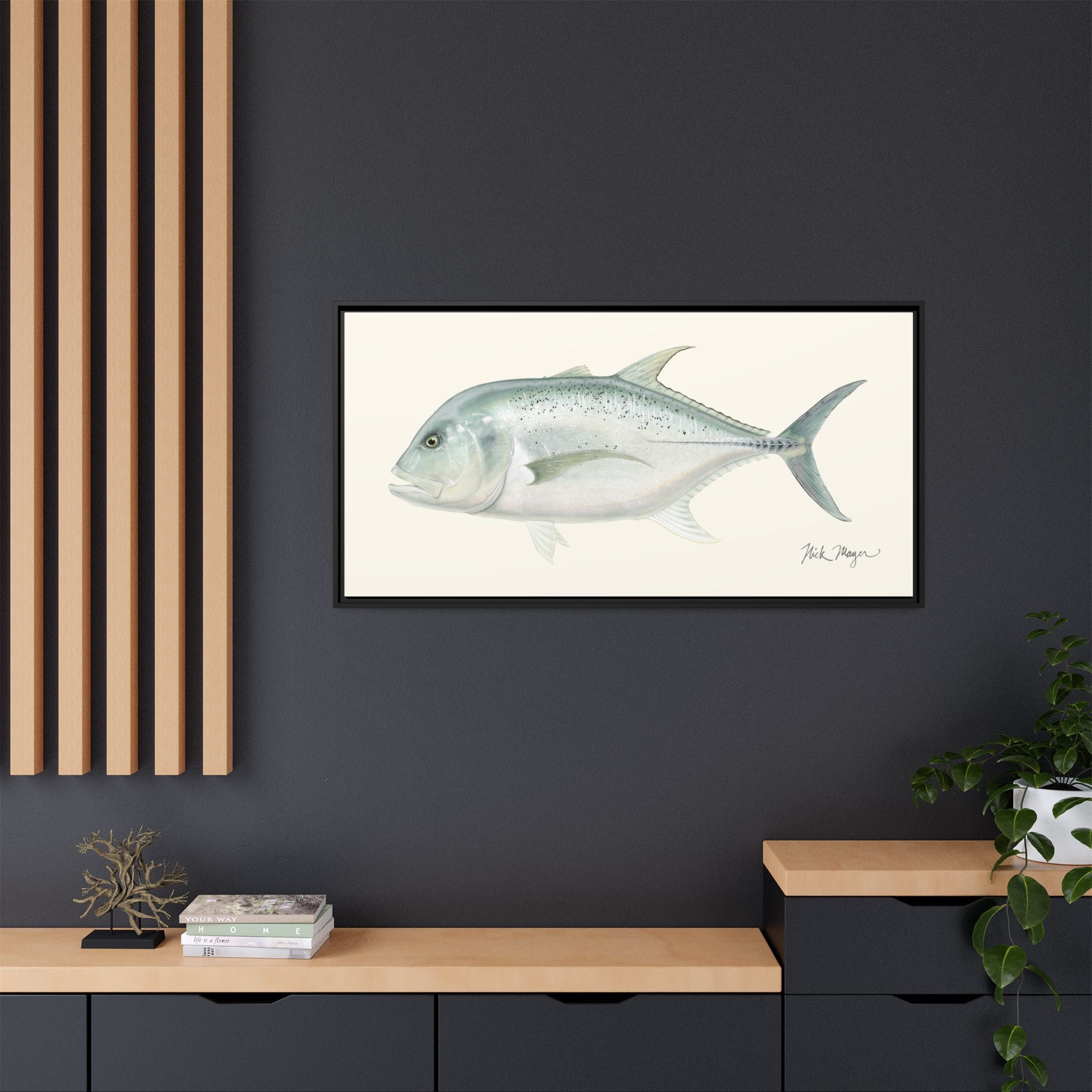 Boss Giant Trevally Framed Canvas Print Printify