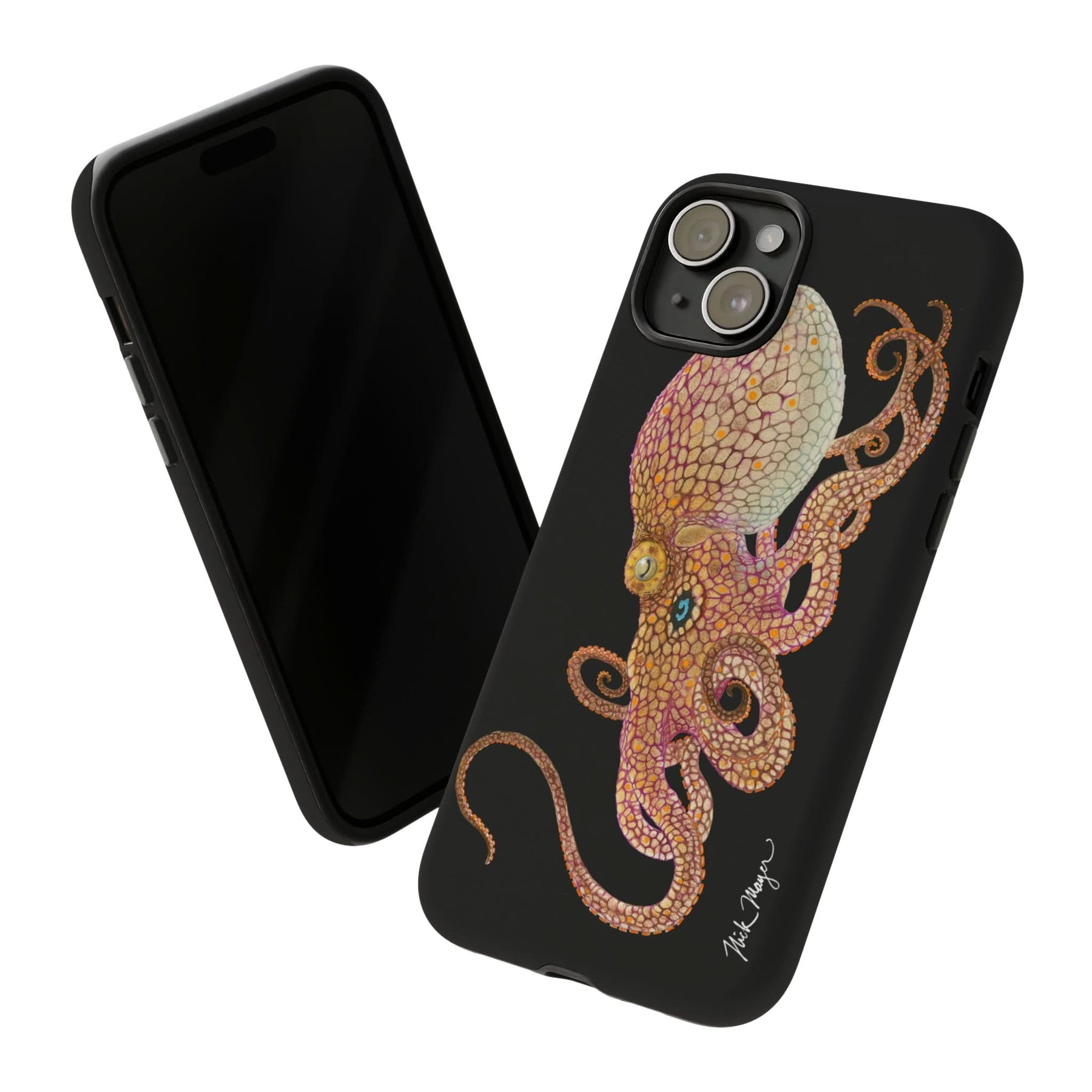 Two Spot Octopus Black iPhone 15 Case