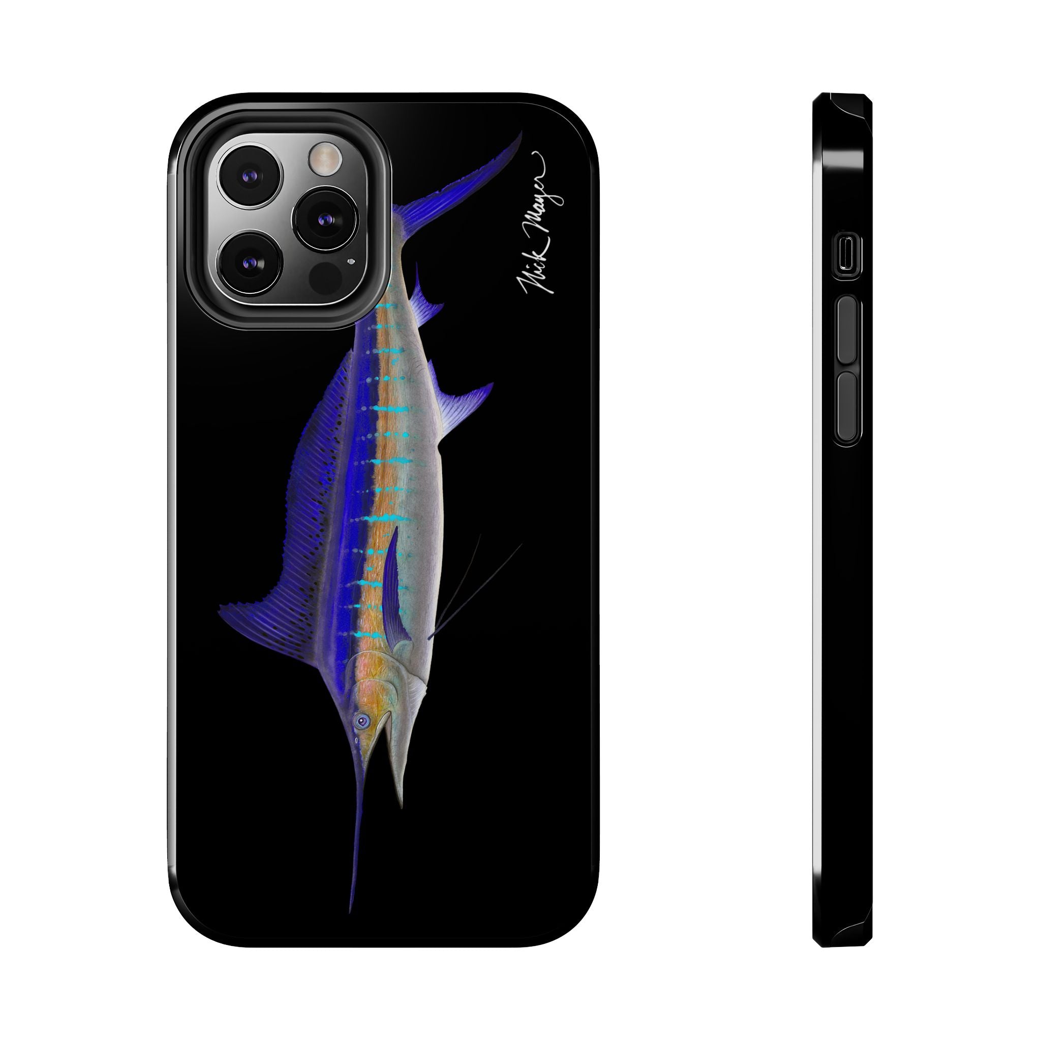 Striped Marlin Black Phone Case (iPhone)