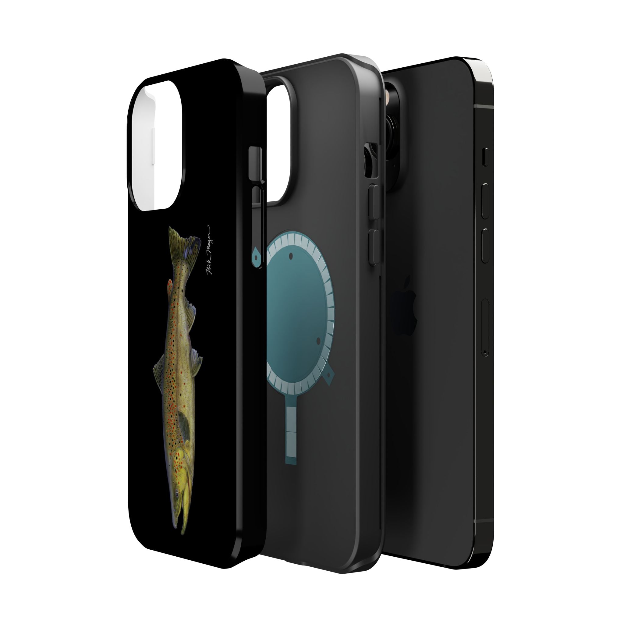 Brown Trout MagSafe Black iPhone Case