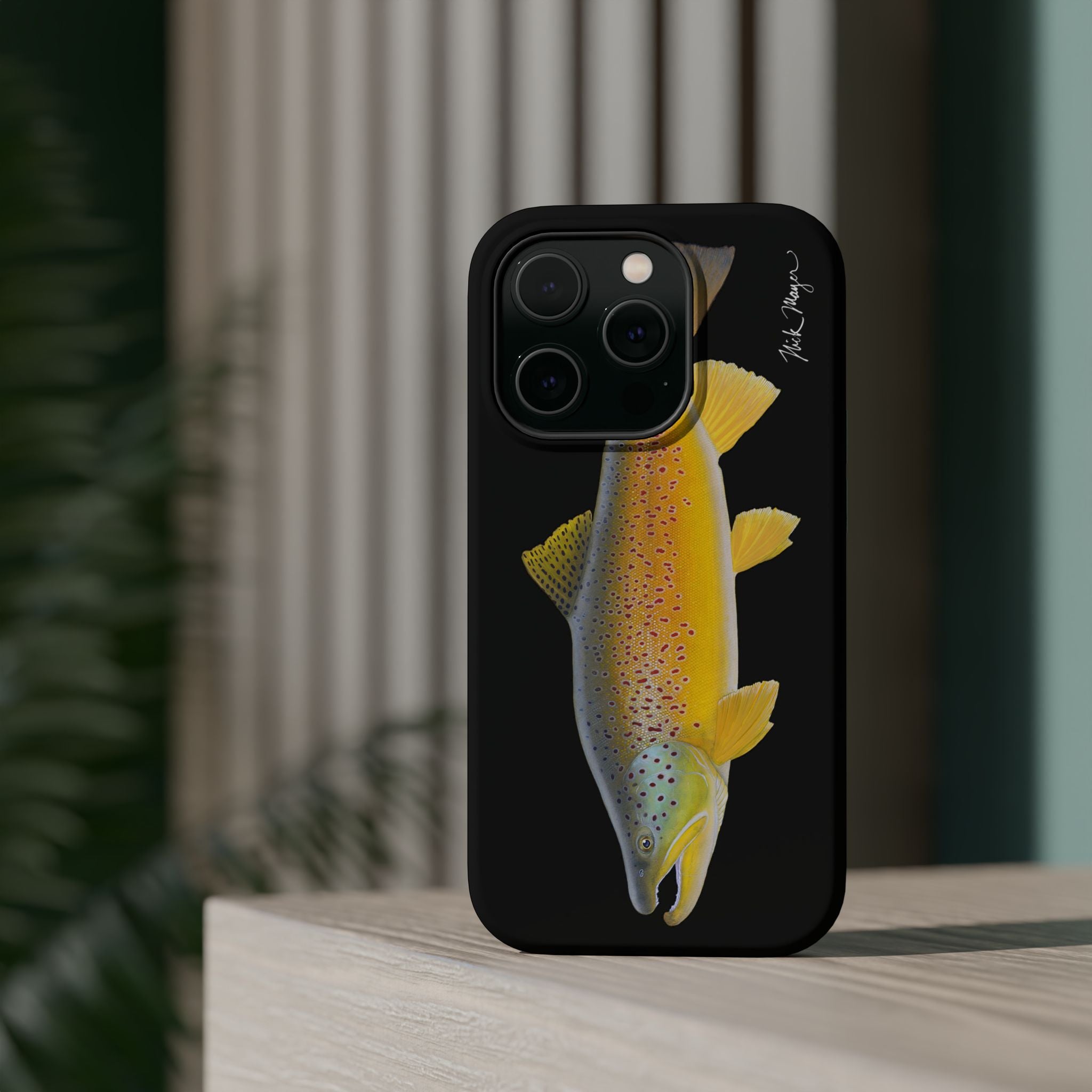 Brown Trout 3 Black MagSafe iPhone Case