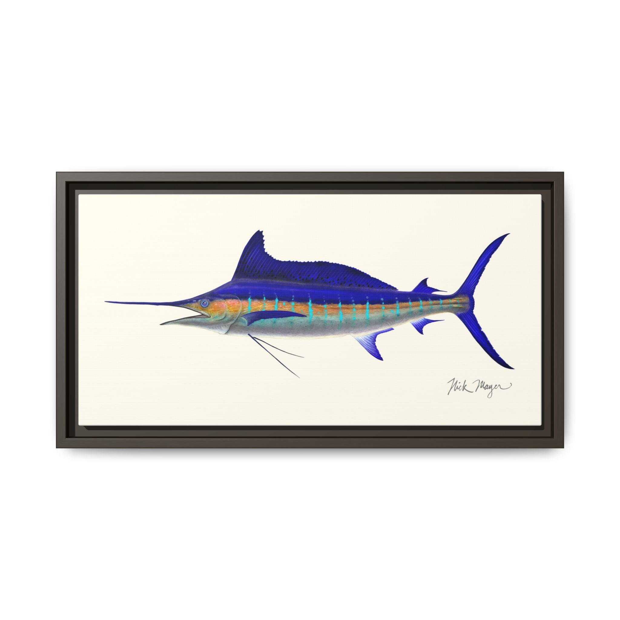 Striped Marlin Framed Canvas Print Printify