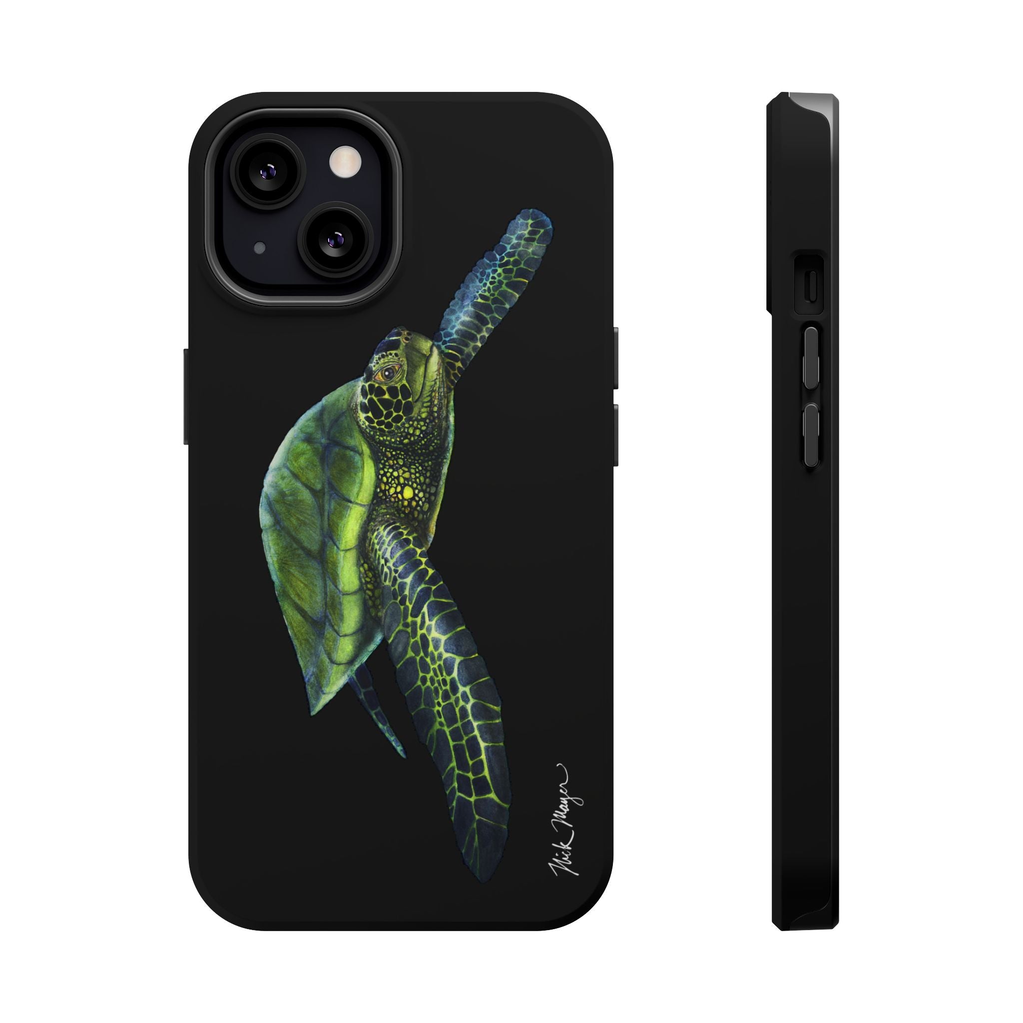 Green Sea Turtle MagSafe Black iPhone Case