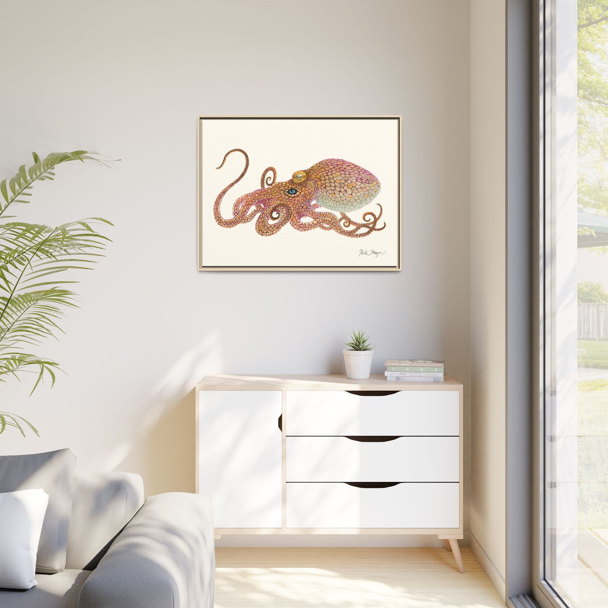 Two Spot Octopus Framed Canvas Print Printify