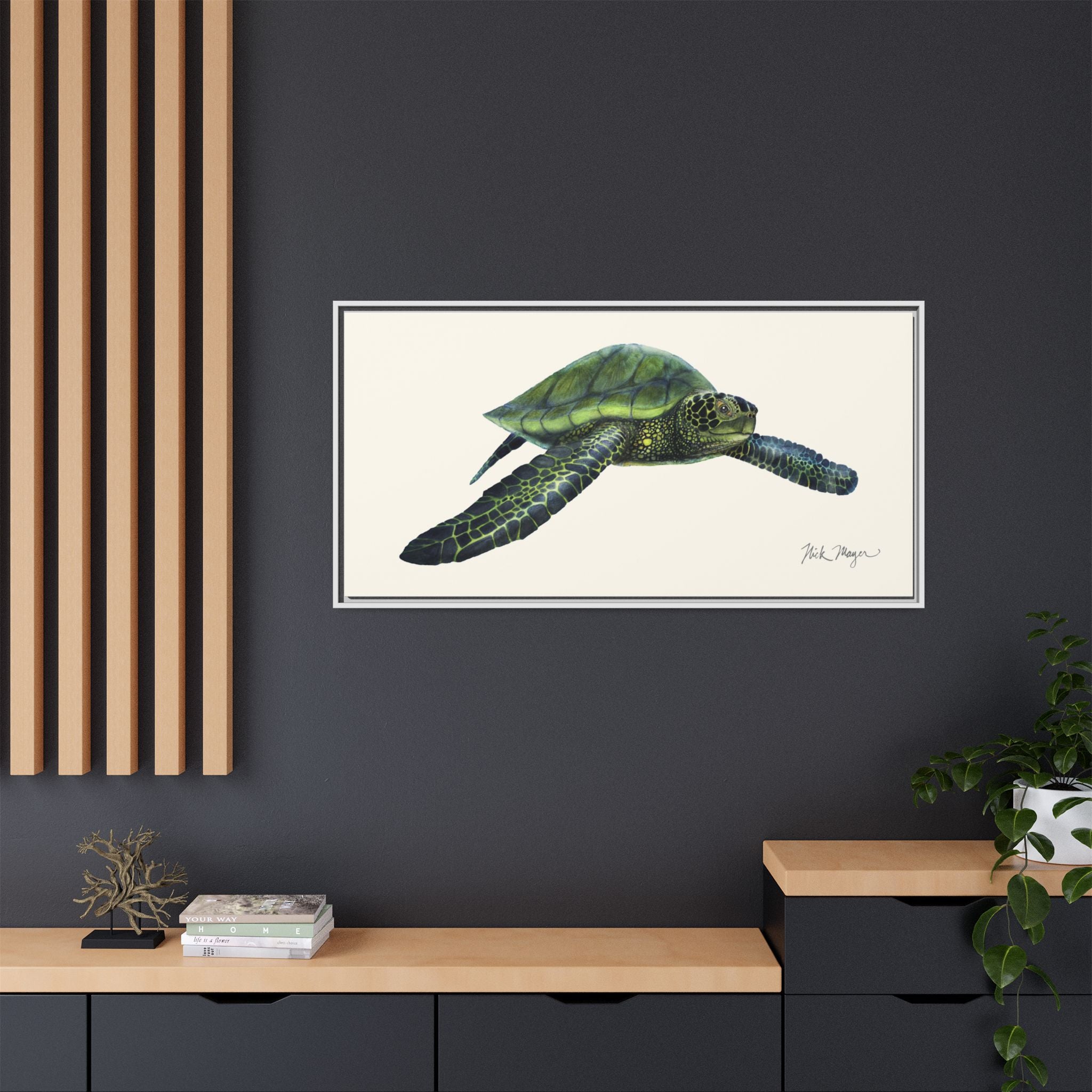 Green Sea Turtle I Framed Canvas Print Printify