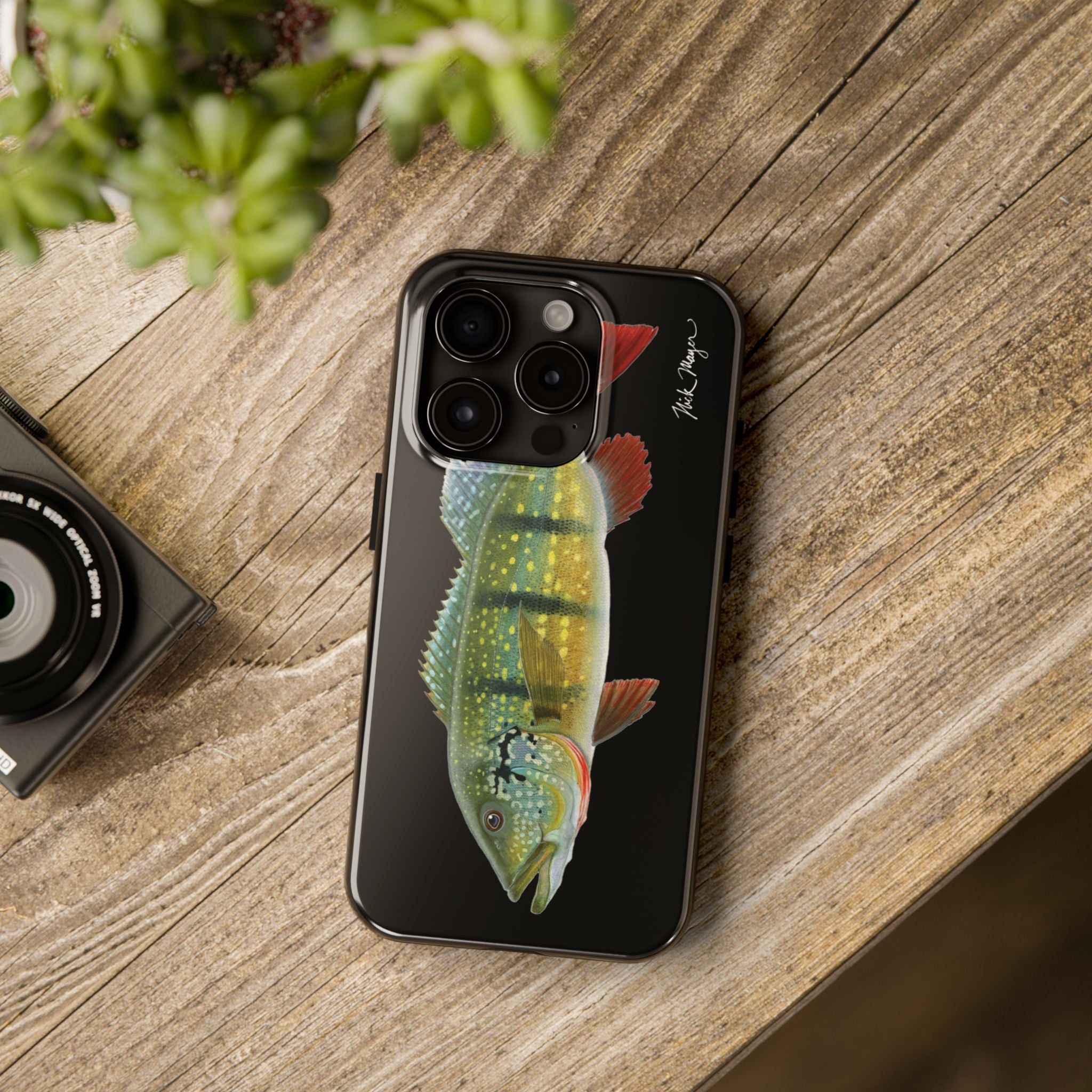 Peacock Bass Black iPhone Case
