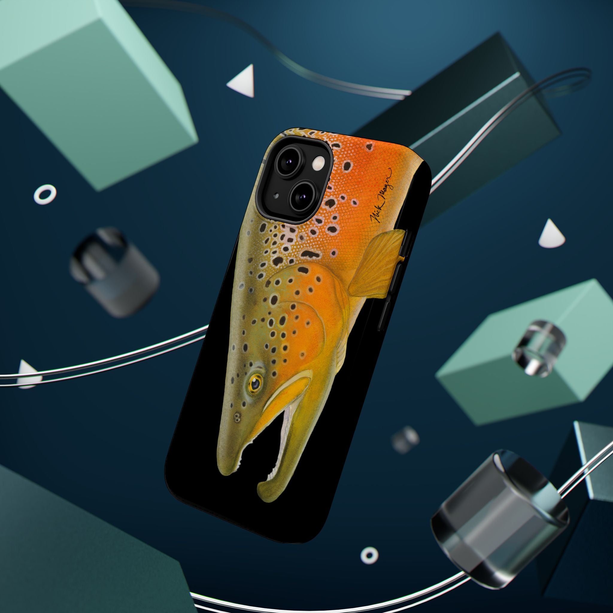 Brown Trout 2 Black MagSafe iPhone Case