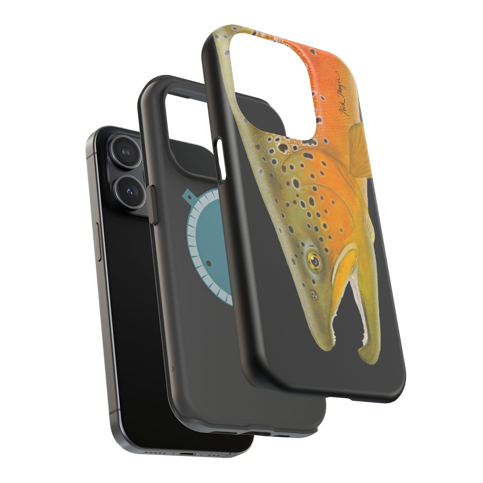 Brown Trout 2 Black MagSafe iPhone Case