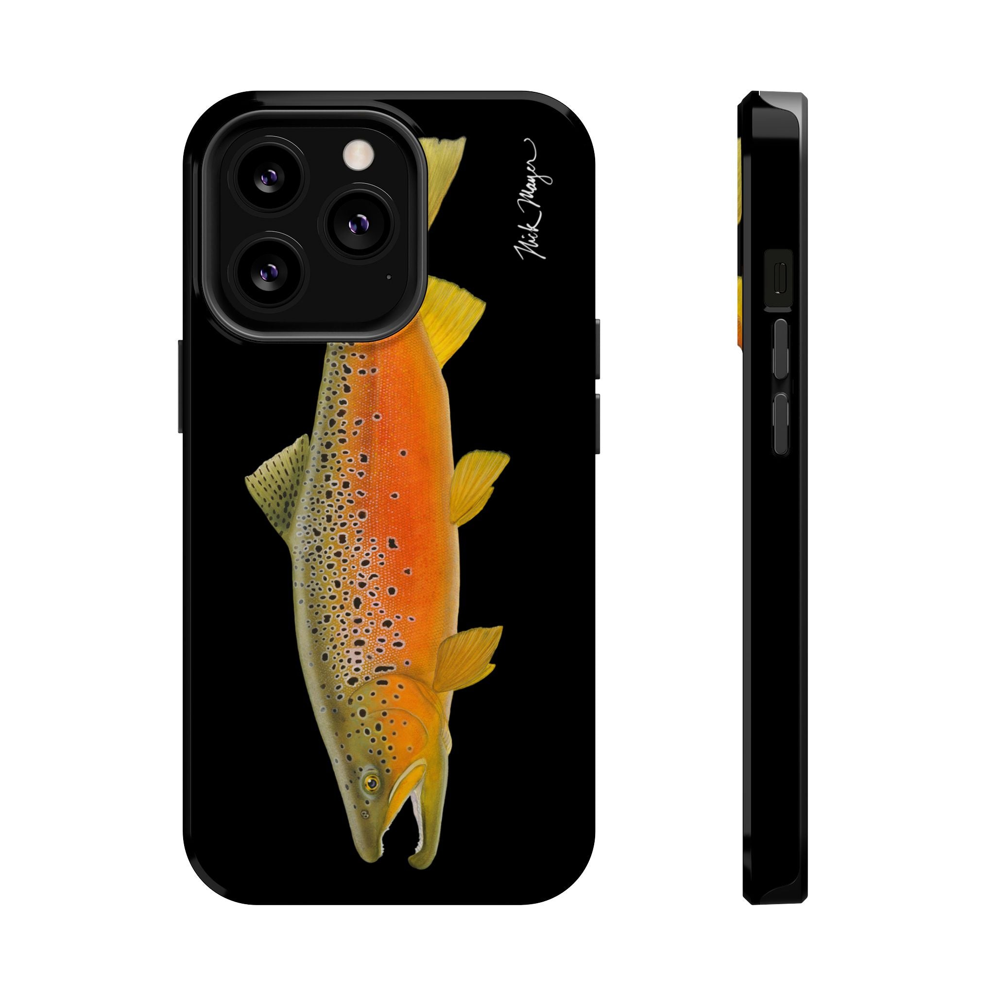Brown Trout 2 Black MagSafe iPhone Case, NEW for Holiday 2025!