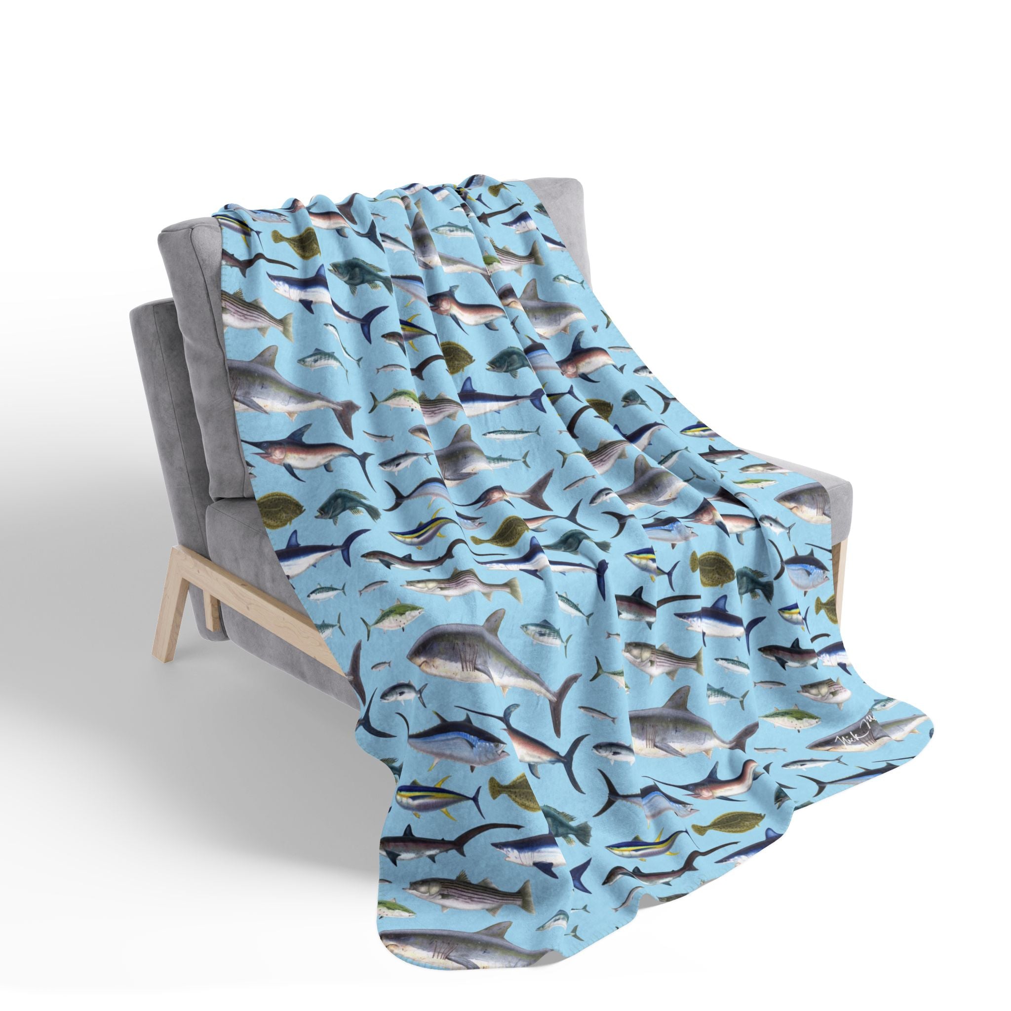 NE Fish Super Soft Sherpa Blanket