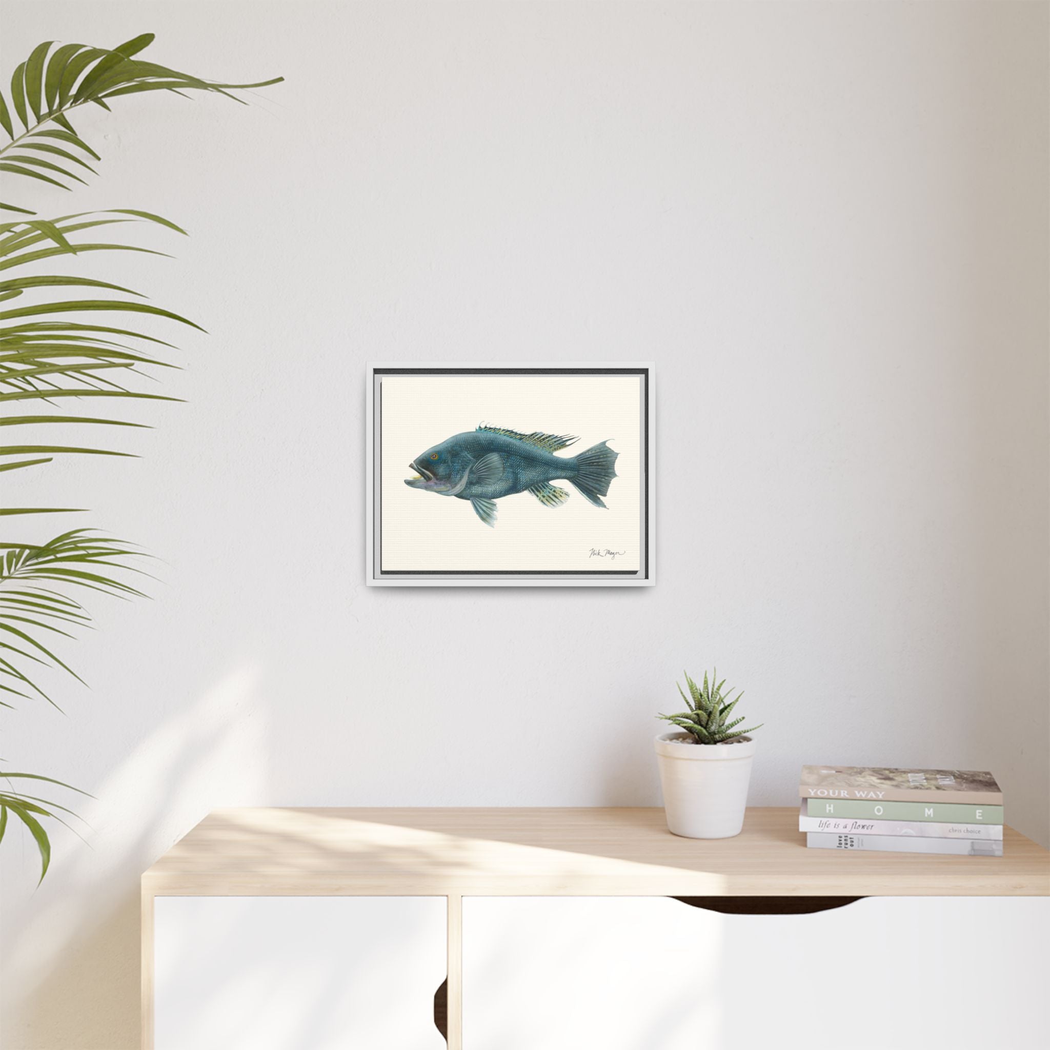 Black Sea Bass Framed Canvas Print Printify