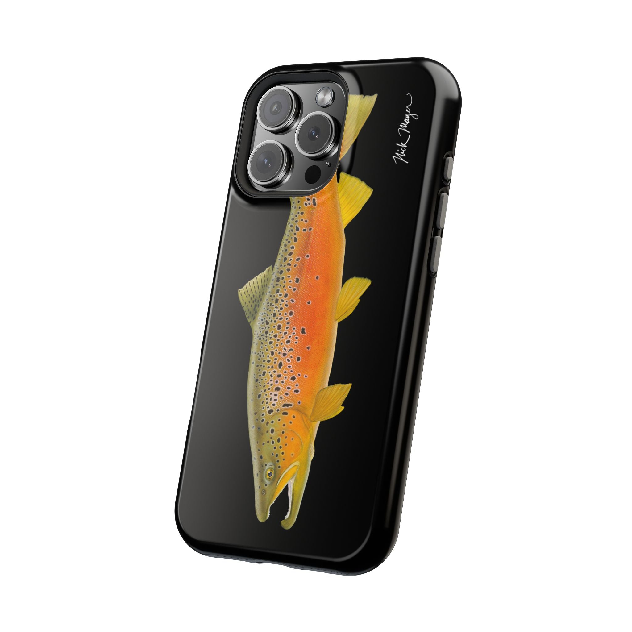 Brown Trout 2 Black MagSafe iPhone Case, NEW for Holiday 2025!