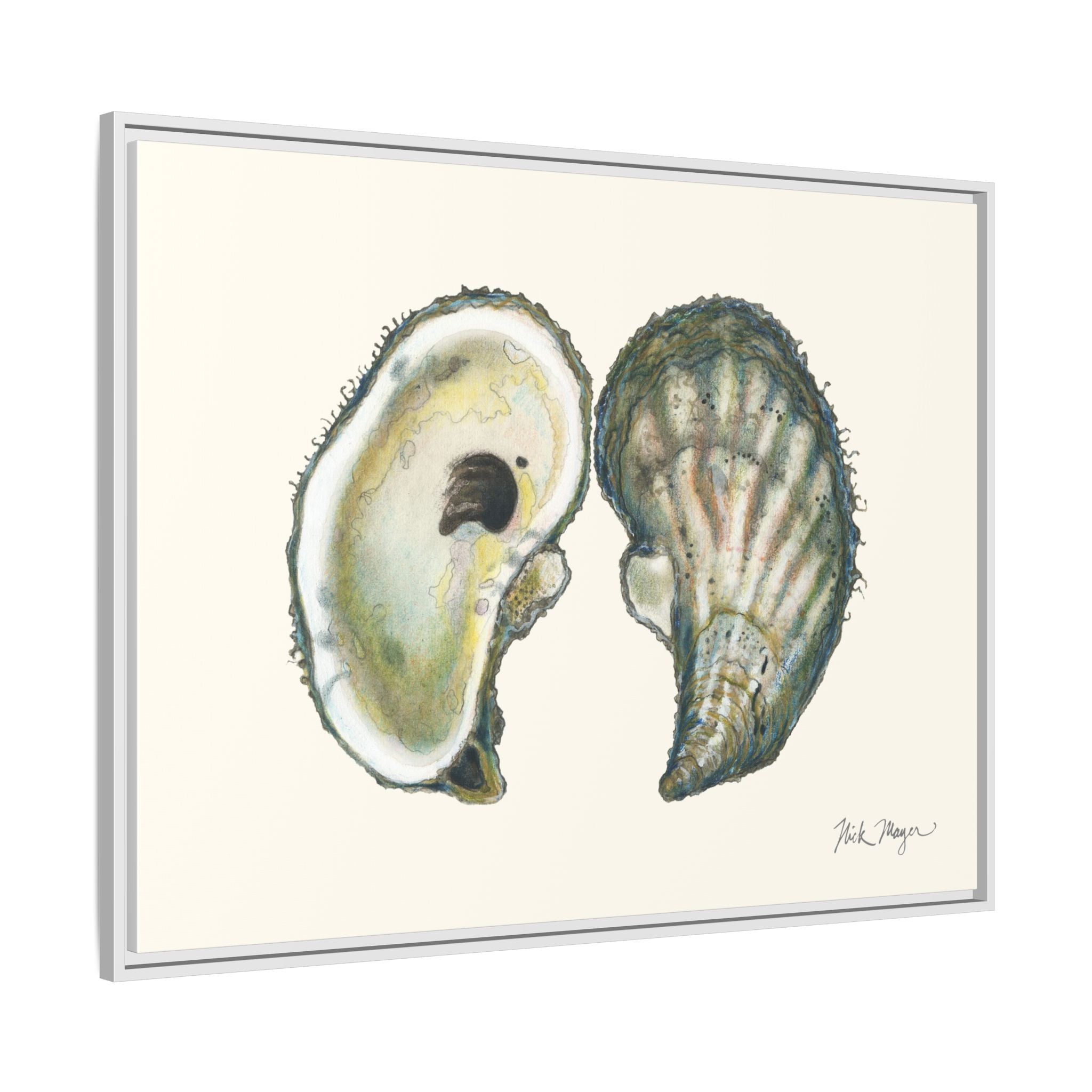 Framed Oysters Art Print — Coastal Sea Shell Wall Decor Printify