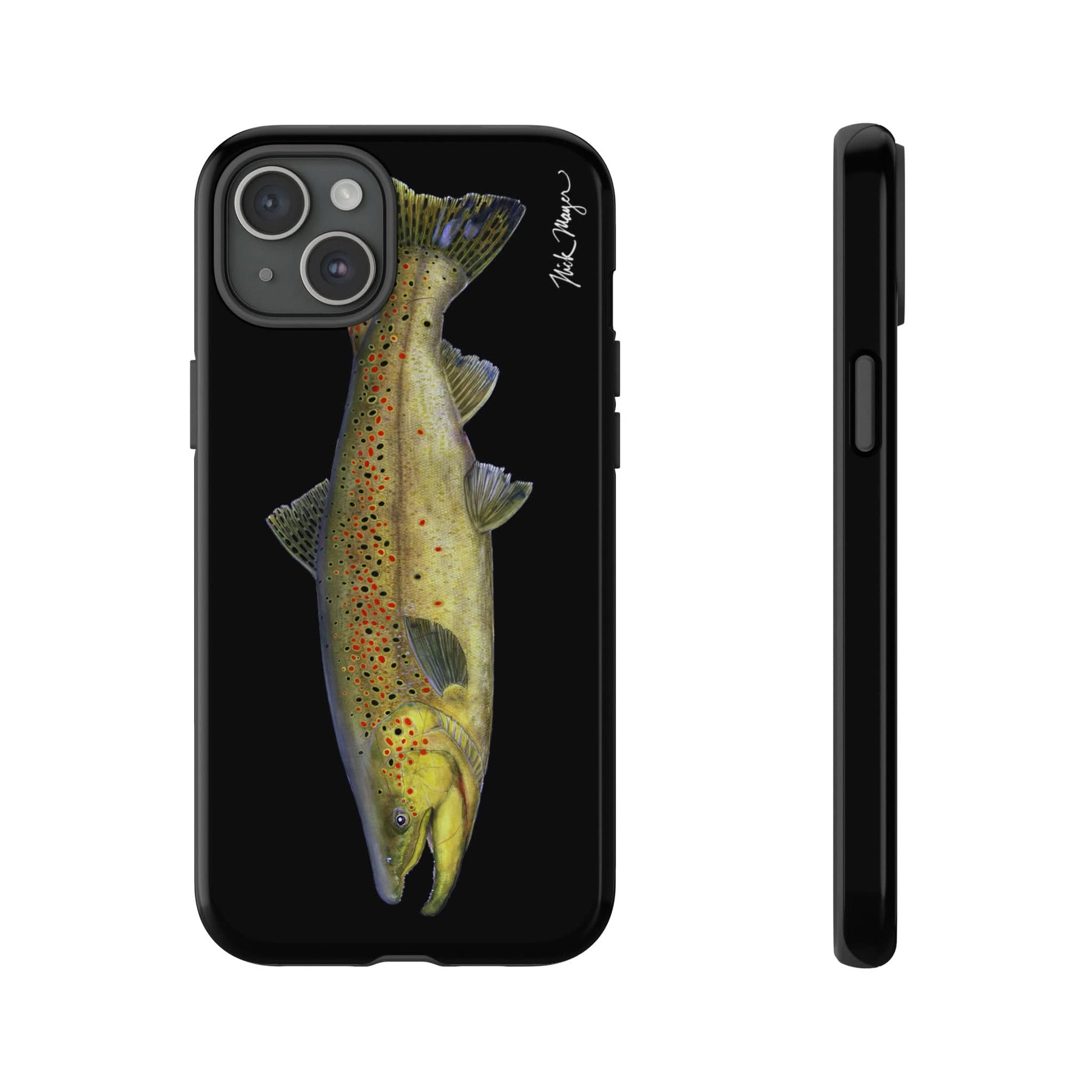 Brown Trout Black iPhone 15 Case