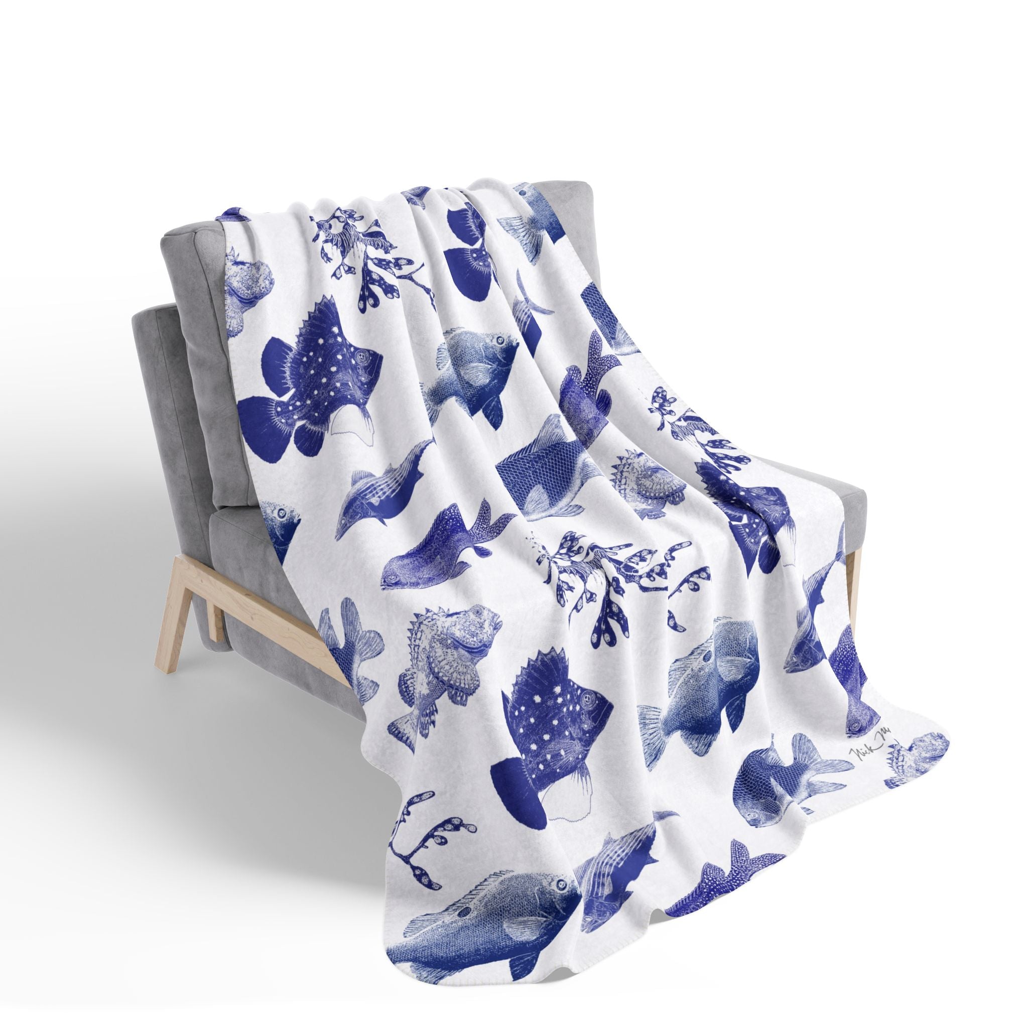 Ocean Stamps Super Soft Sherpa Blanket