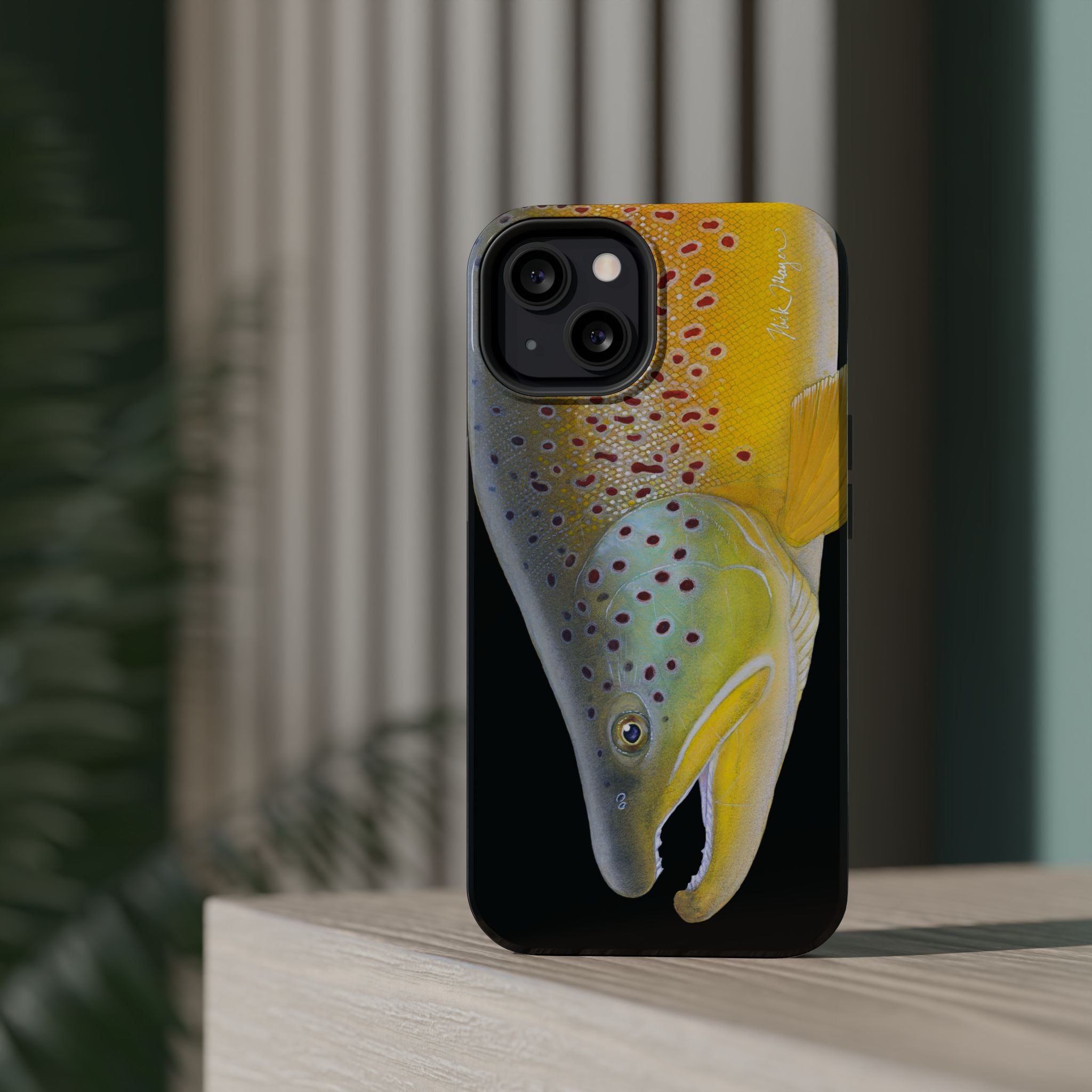 Brown Trout 3 Face Black MagSafe iPhone Case