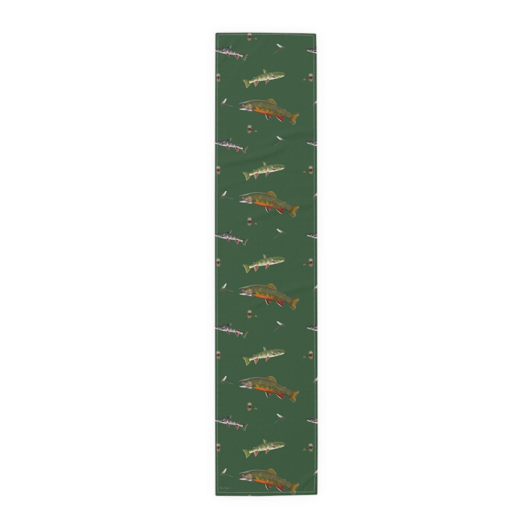 Brook Trout & Flies Cotton Table Runner