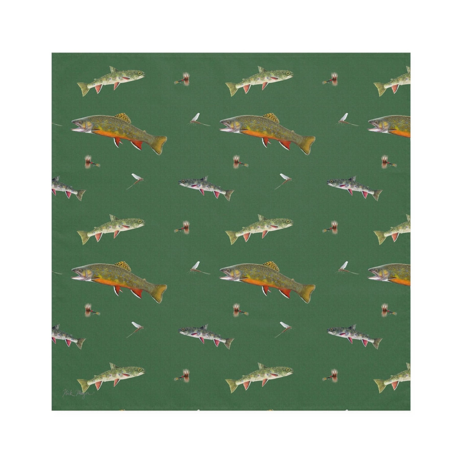 Brook Trout & Flies 4 Piece Cloth Napkin Set