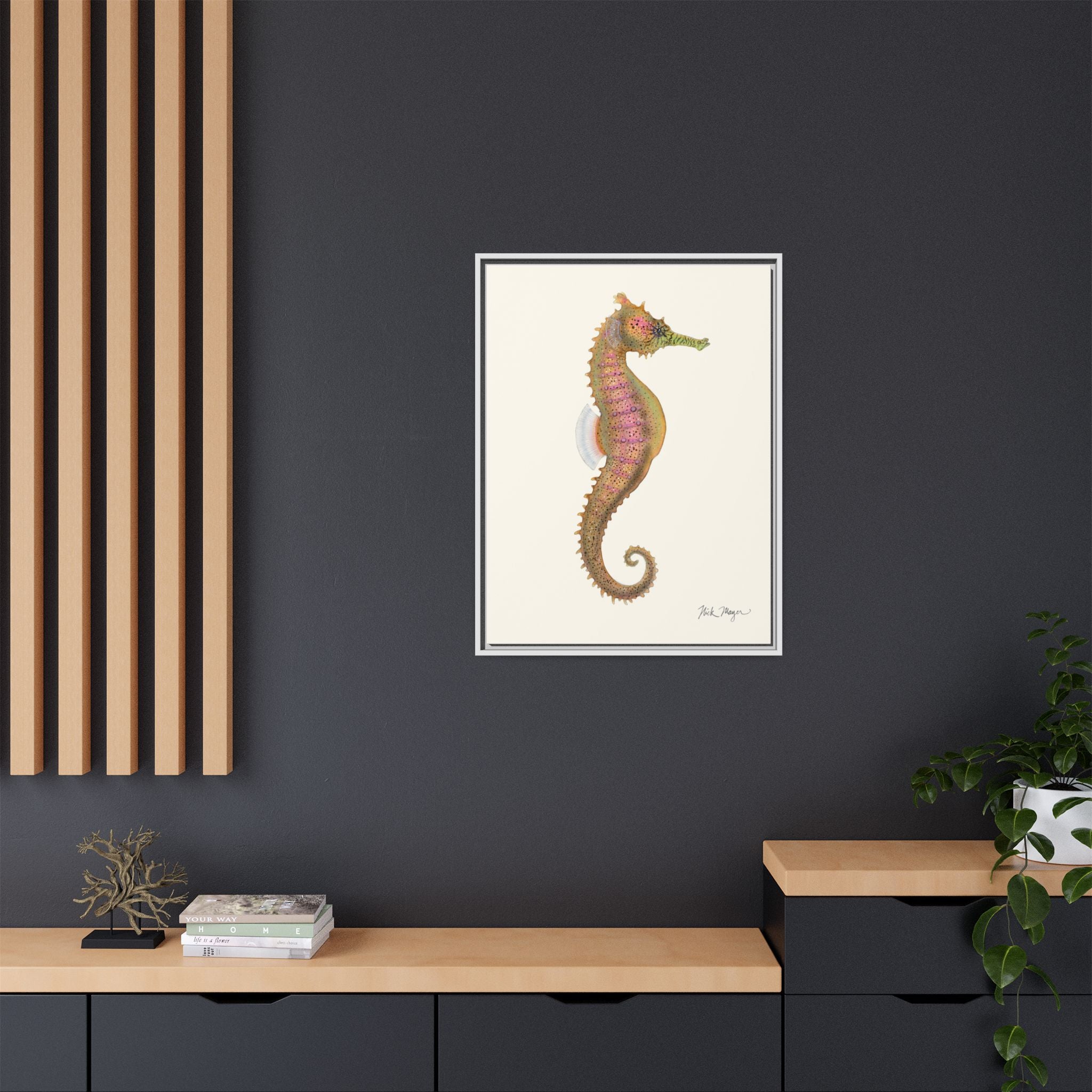 Estuary Seahorse Framed Canvas Print Printify