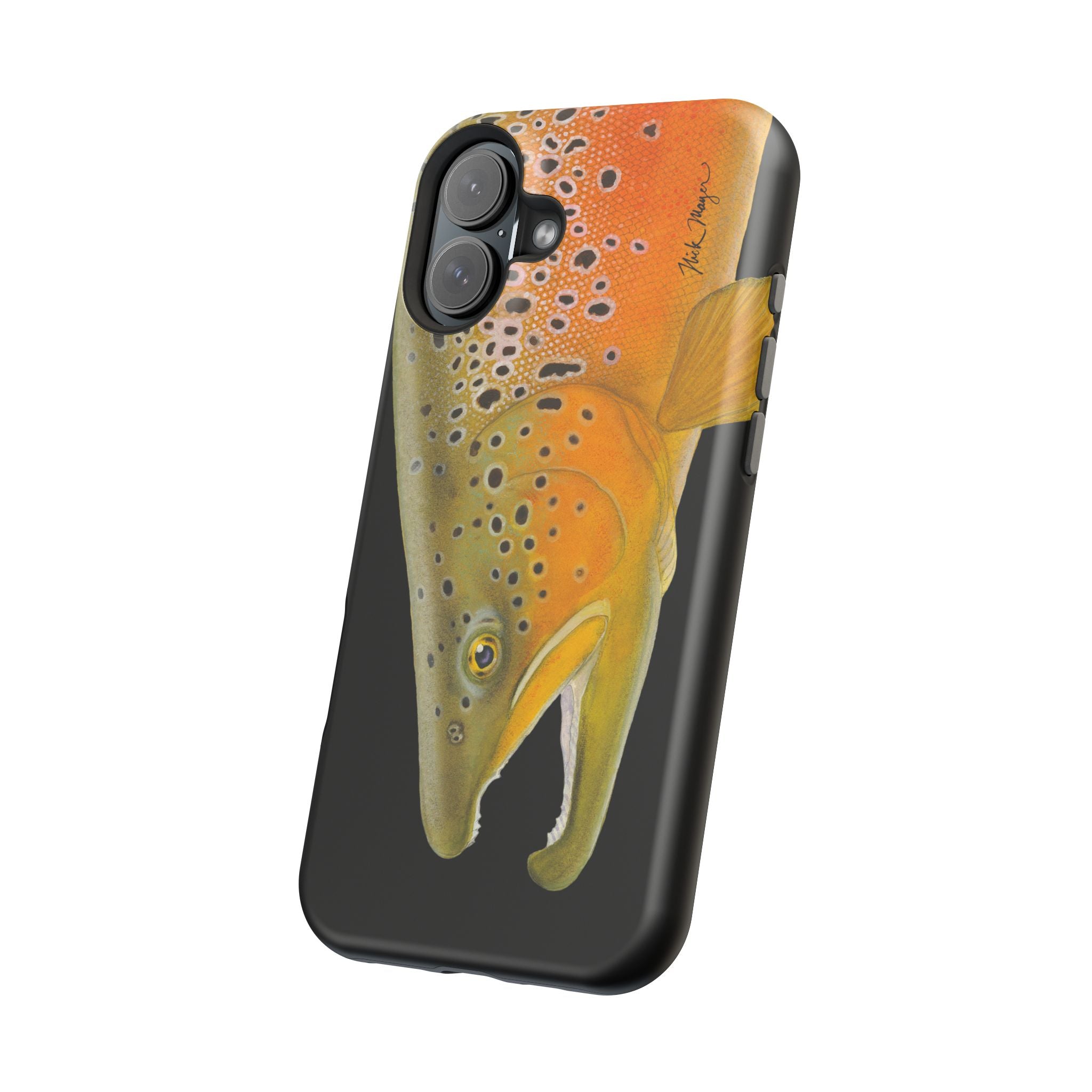 Brown Trout 2 Black MagSafe iPhone Case