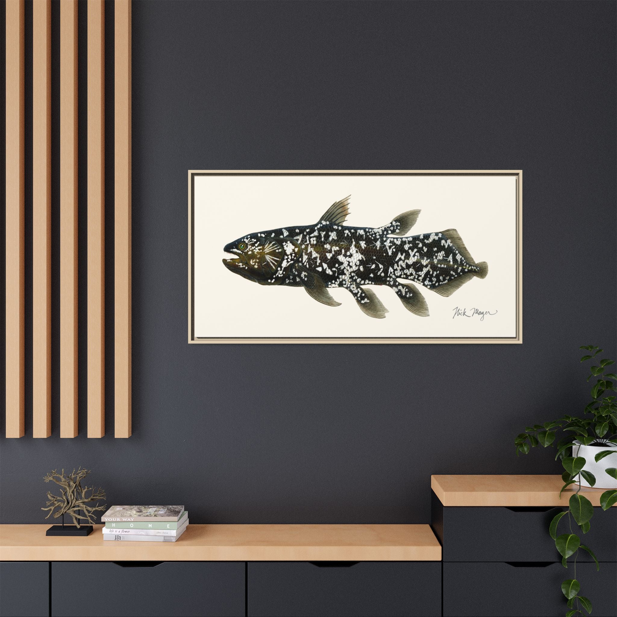 Coelacanth Framed Canvas Print Printify