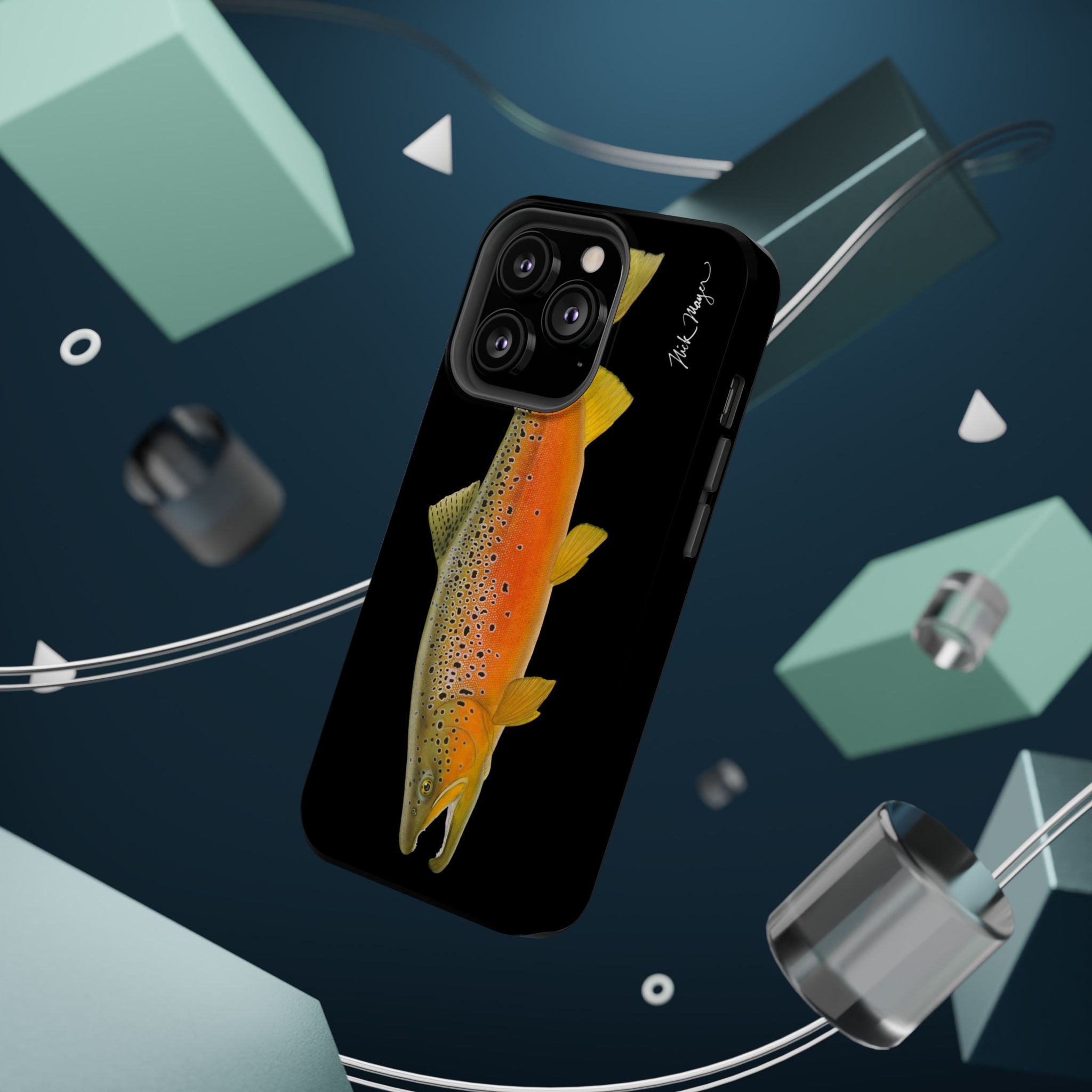 Brown Trout 2 Black MagSafe iPhone Case, NEW for Holiday 2025!