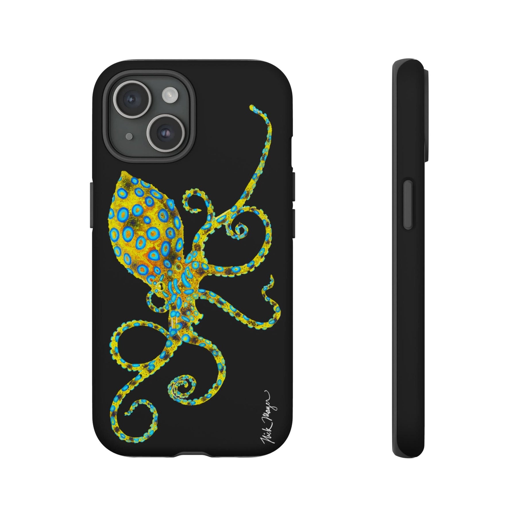 Blue Ringed Octopus Black iPhone 15 Case