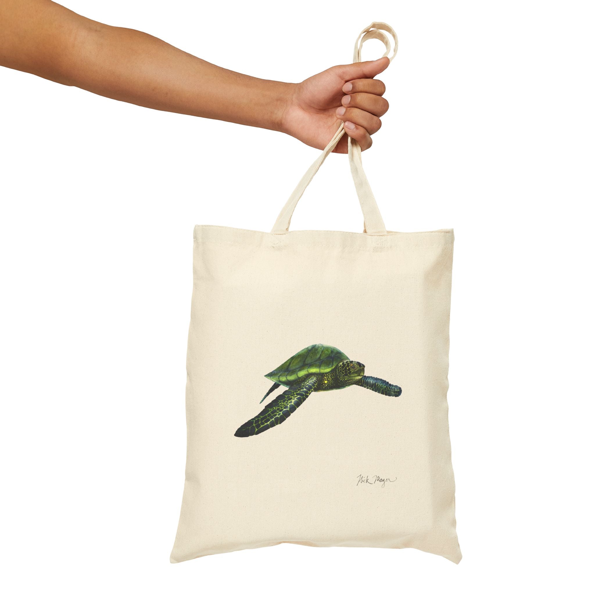 Green Sea Turtle I Cotton Canvas Tote Bag