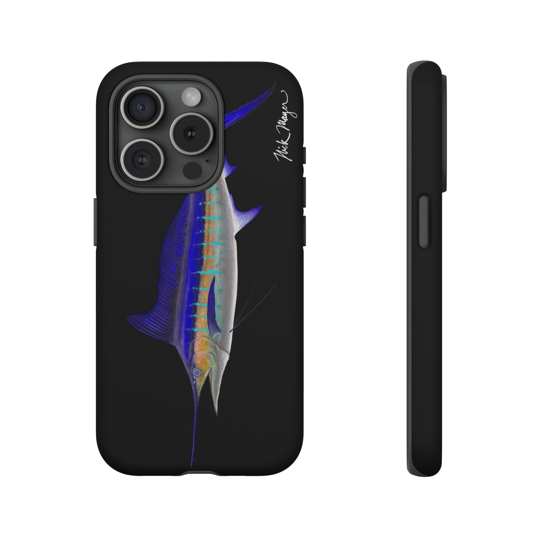Striped Marlin Black iPhone 15 Case