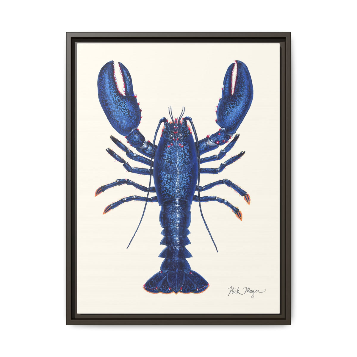 Blue Lobster II Framed Canvas Print Printify
