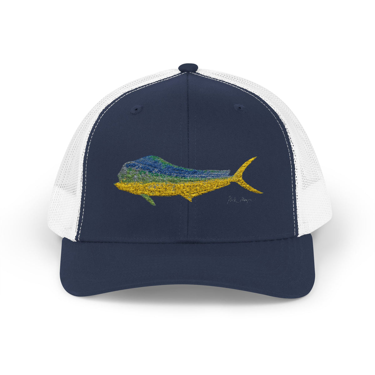 Bull Mahi Embroidered Snapback Trucker Hat Printify