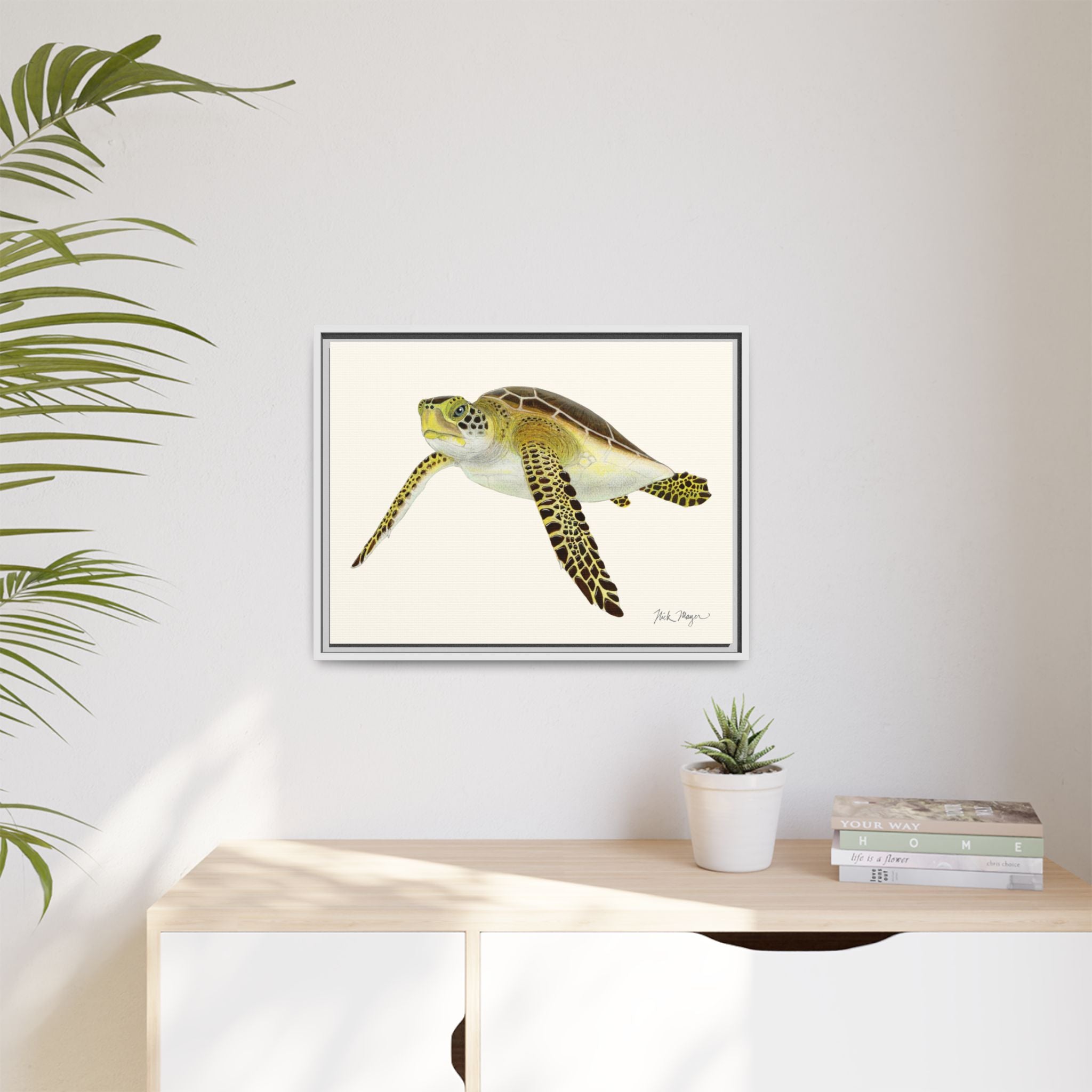 Green Sea Turtle III Framed Canvas Print Printify