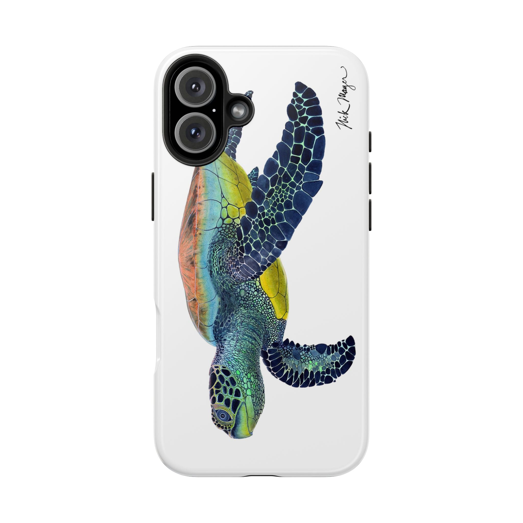 Green Sea Turtle II White Phone Case (iPhone)