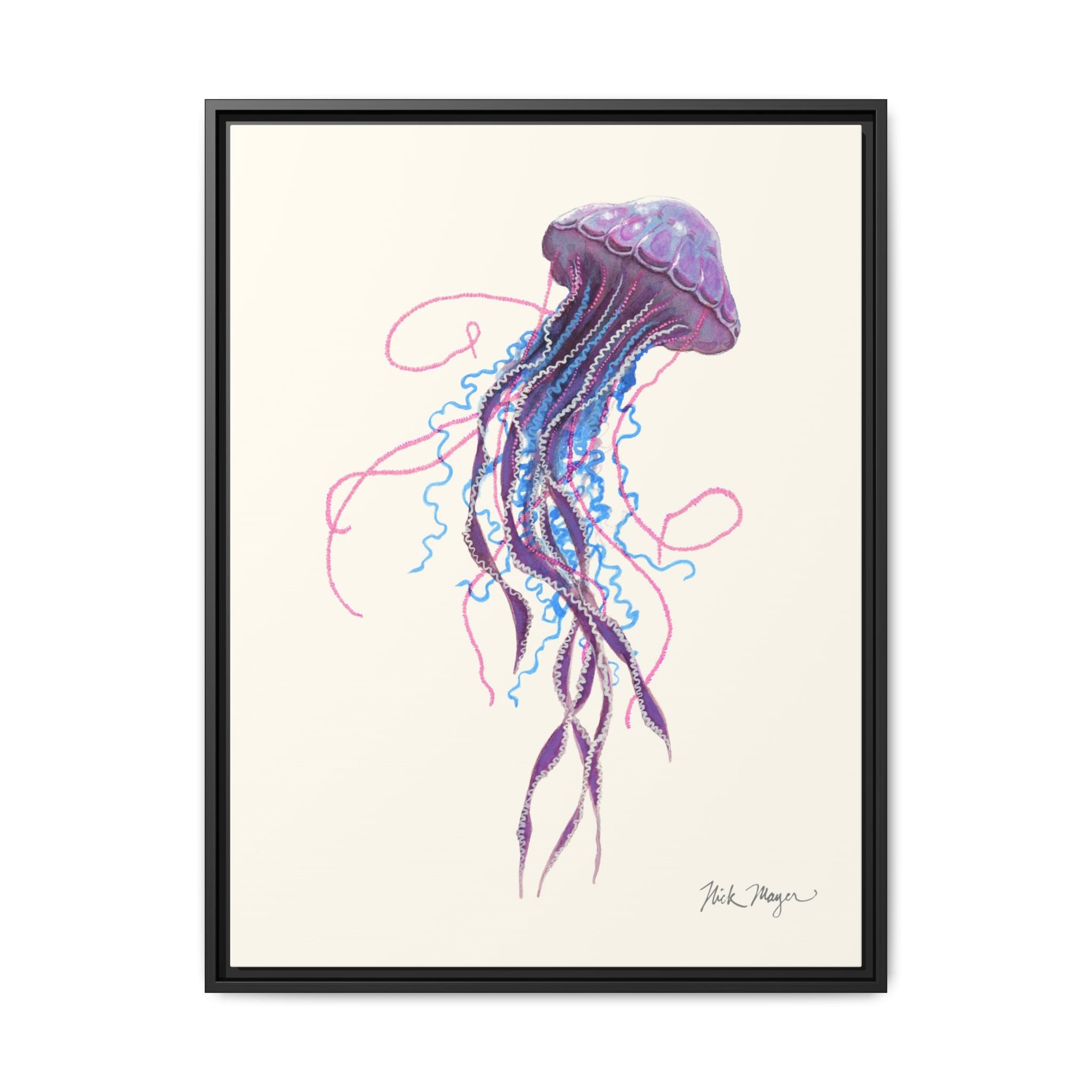 Purple Jellyfish II Framed Canvas Print Printify