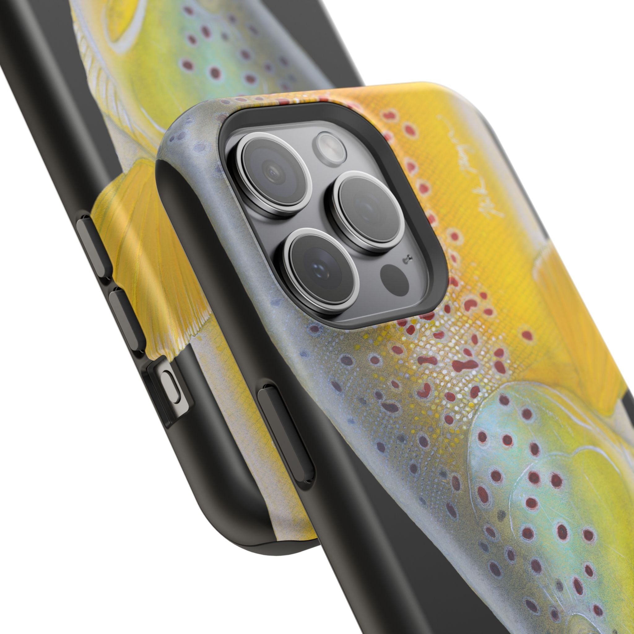 Brown Trout 3 Face Black MagSafe iPhone Case