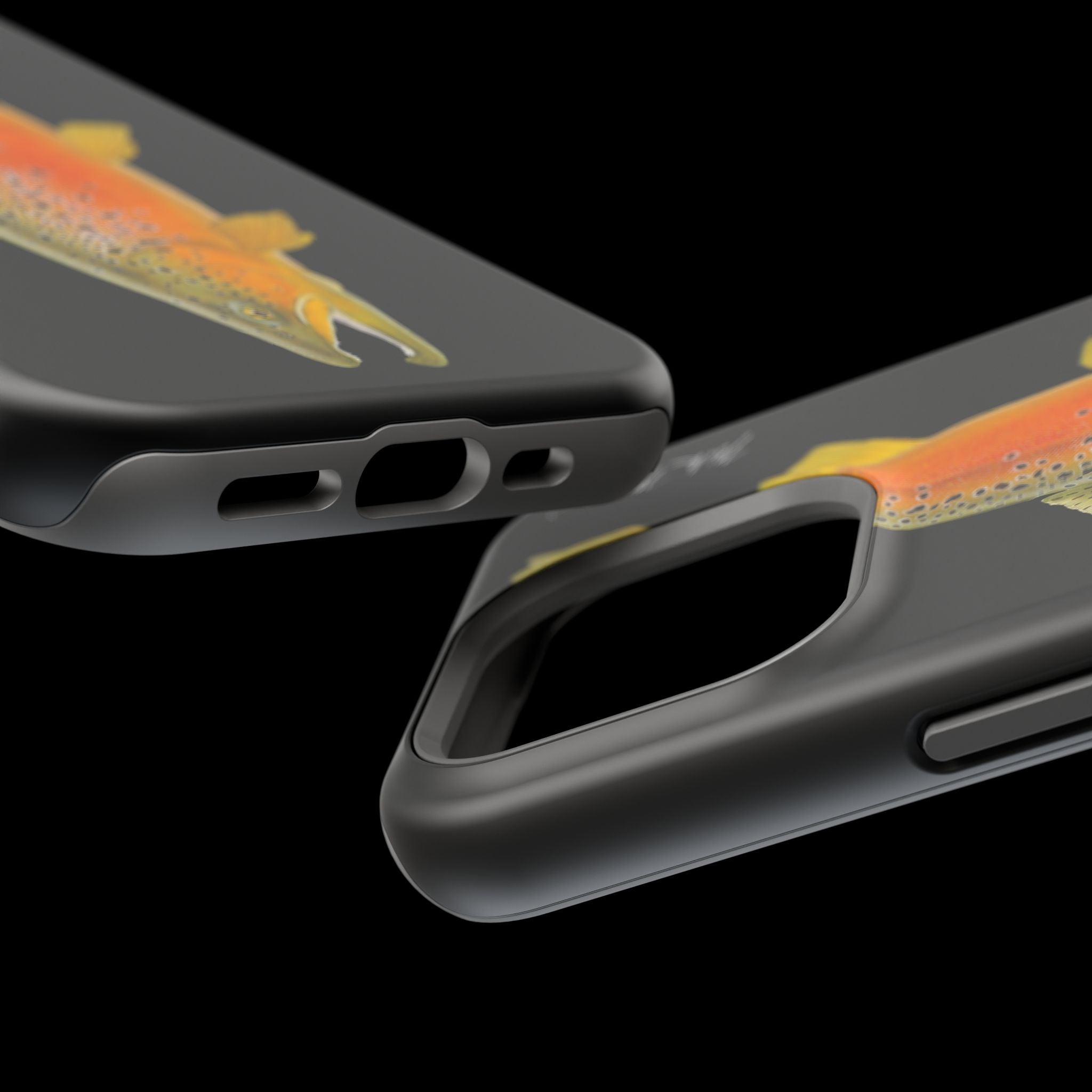 Brown Trout 2 Black MagSafe iPhone Case, NEW for Holiday 2025!