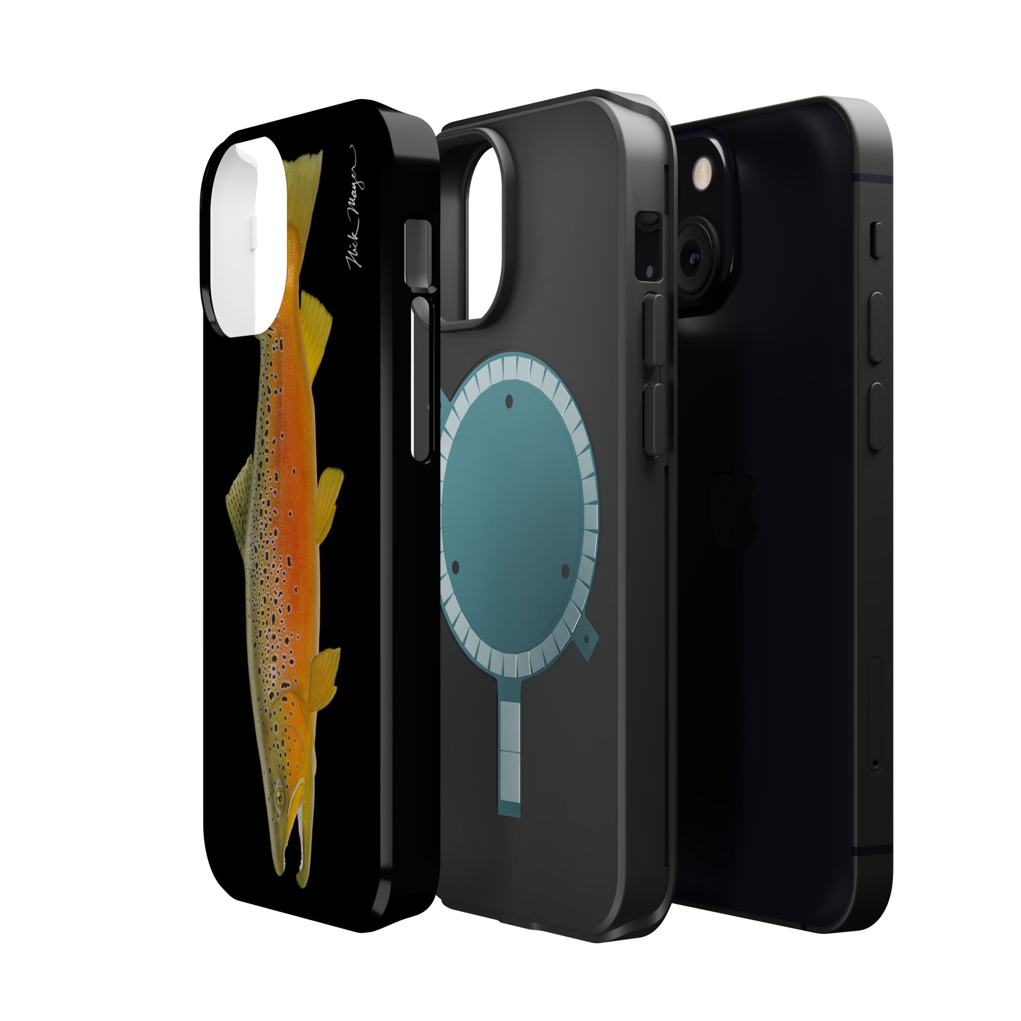 Brown Trout 2 Black MagSafe iPhone Case, NEW for Holiday 2025!