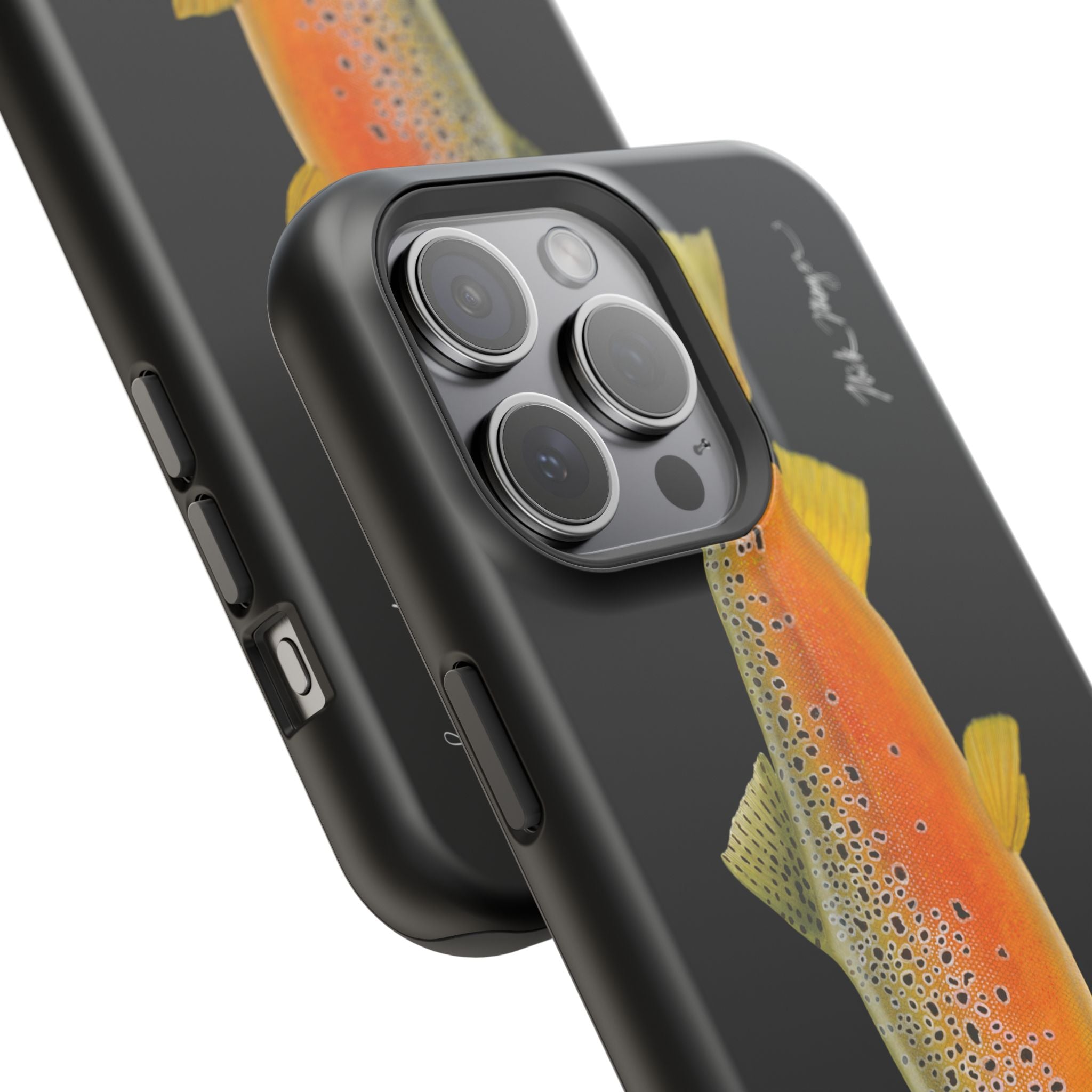 Brown Trout 2 Black MagSafe iPhone Case, NEW for Holiday 2025!