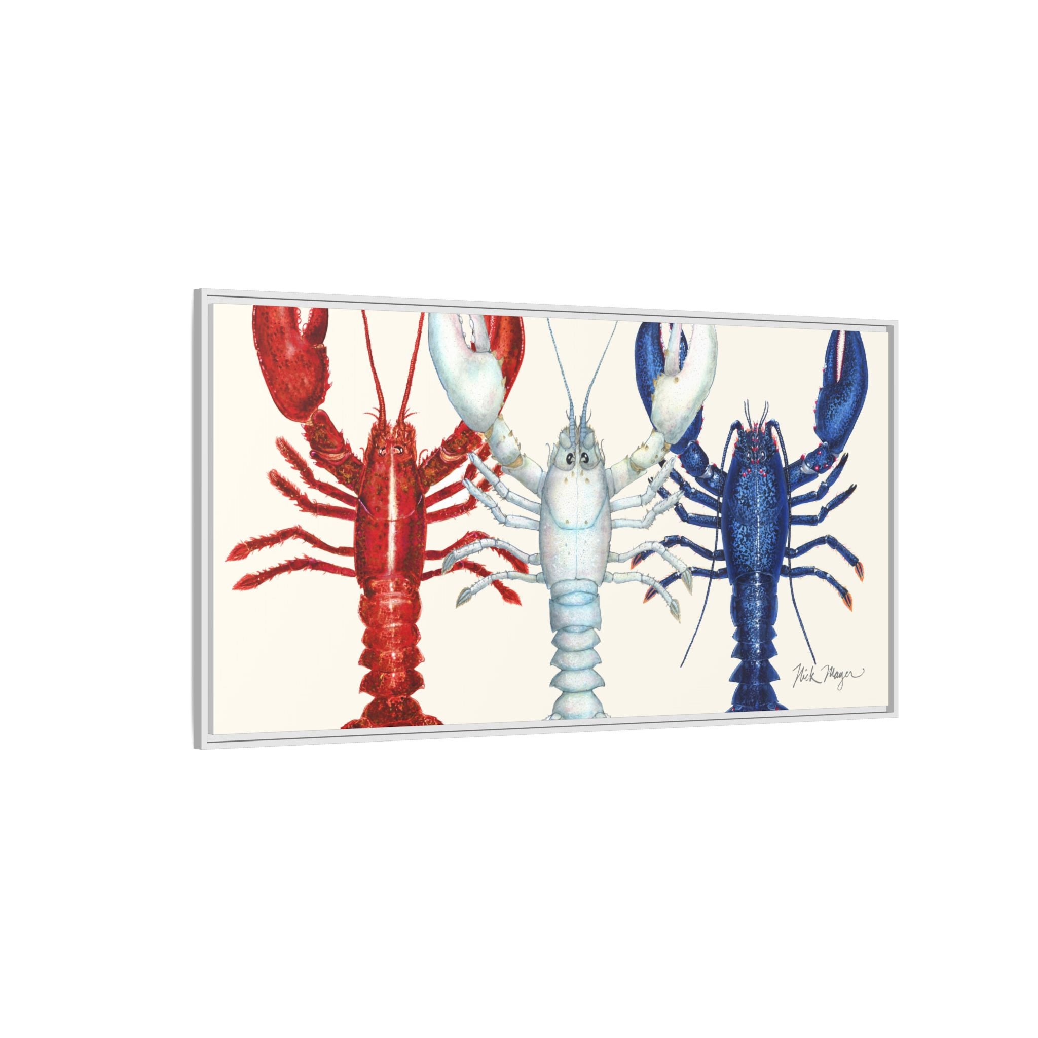 American Lobsters Trio Framed Canvas Print Printify