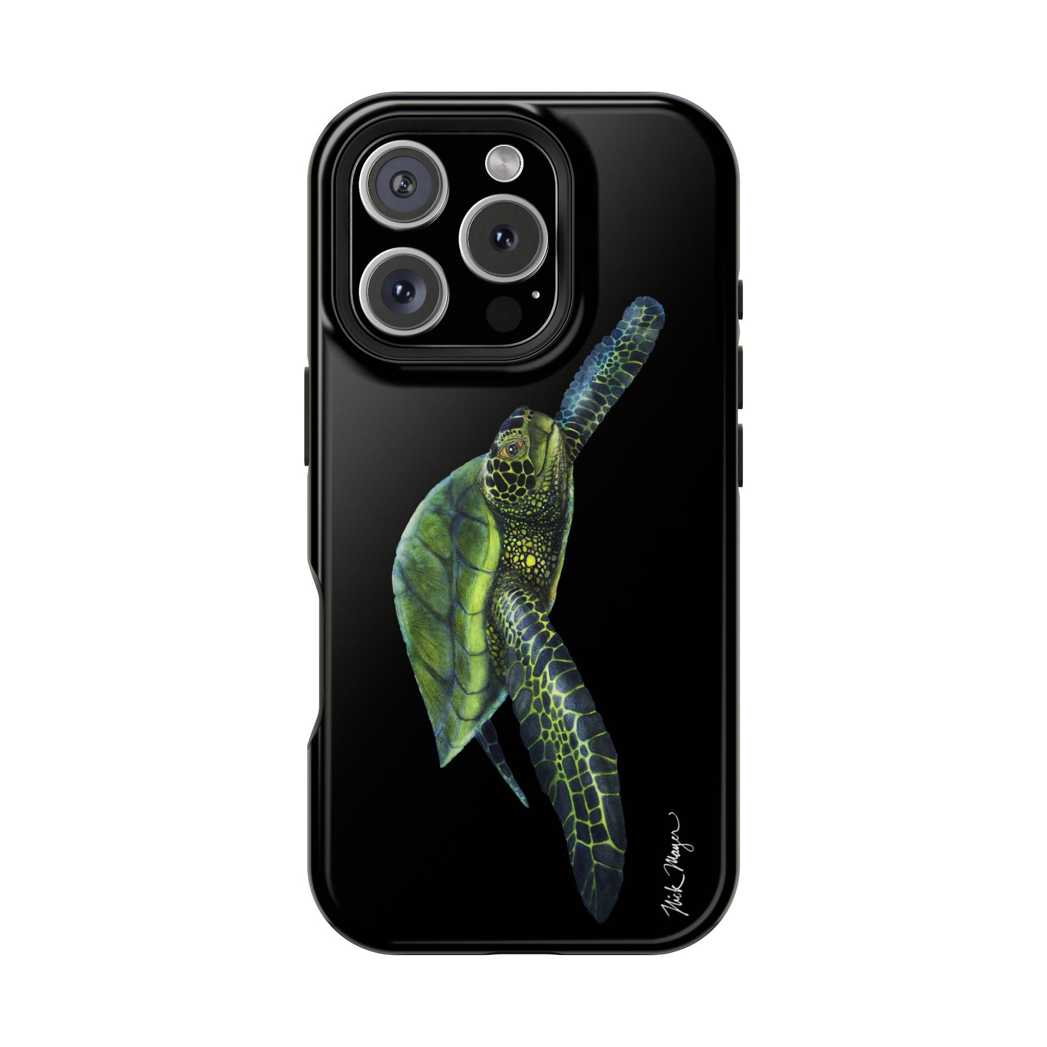 Green Sea Turtle MagSafe Black iPhone Case