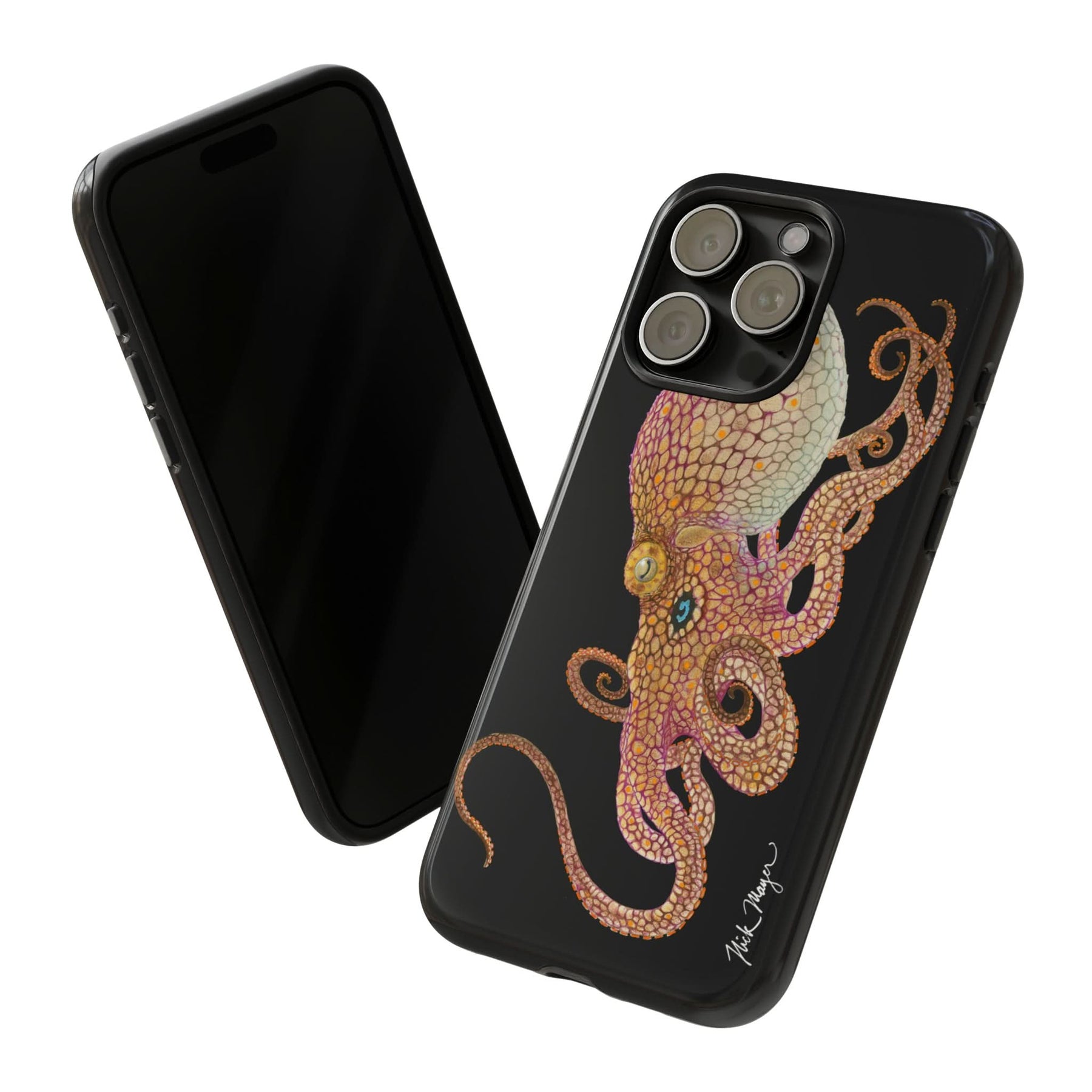 Two Spot Octopus Black iPhone 15 Case
