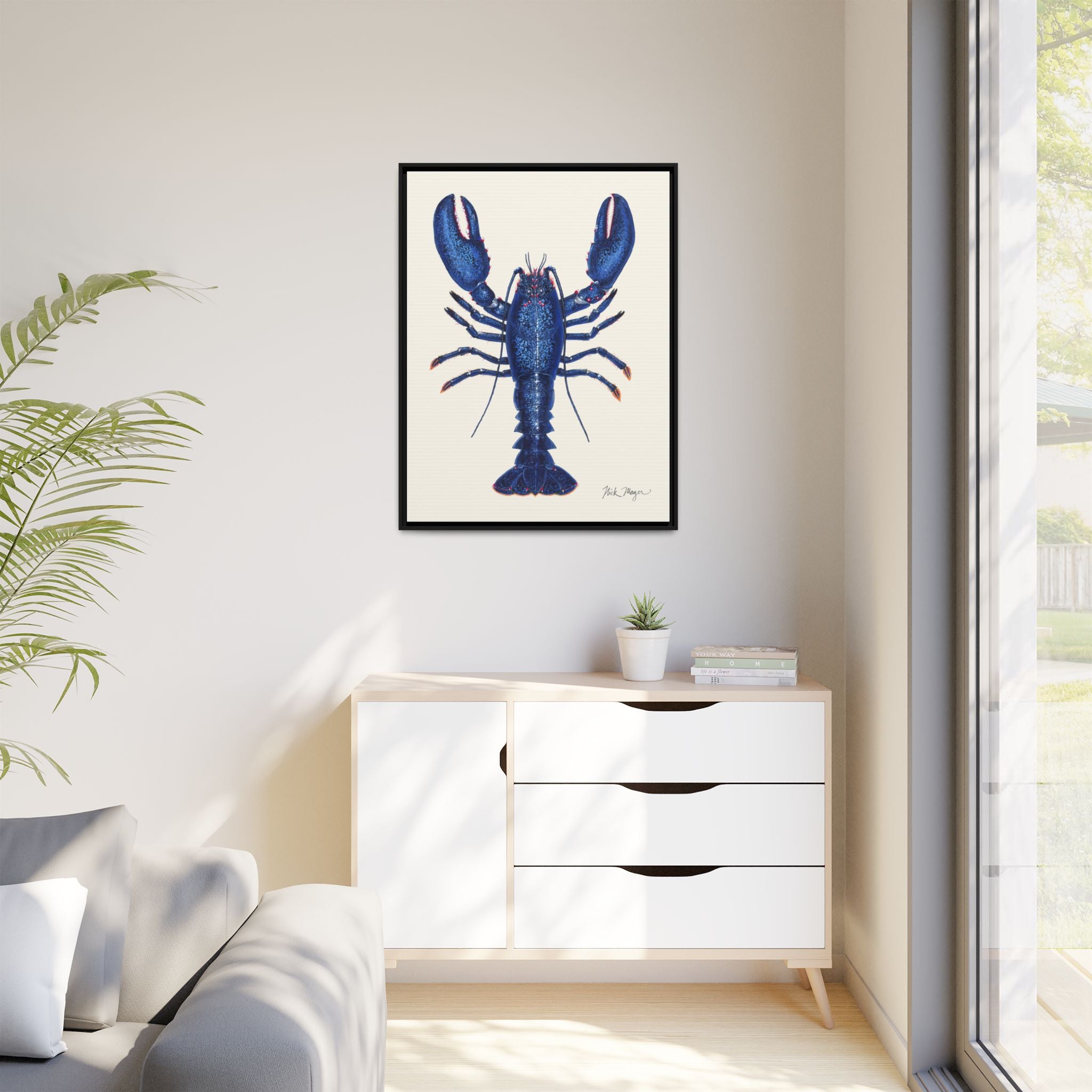 Blue Lobster II Framed Canvas Print