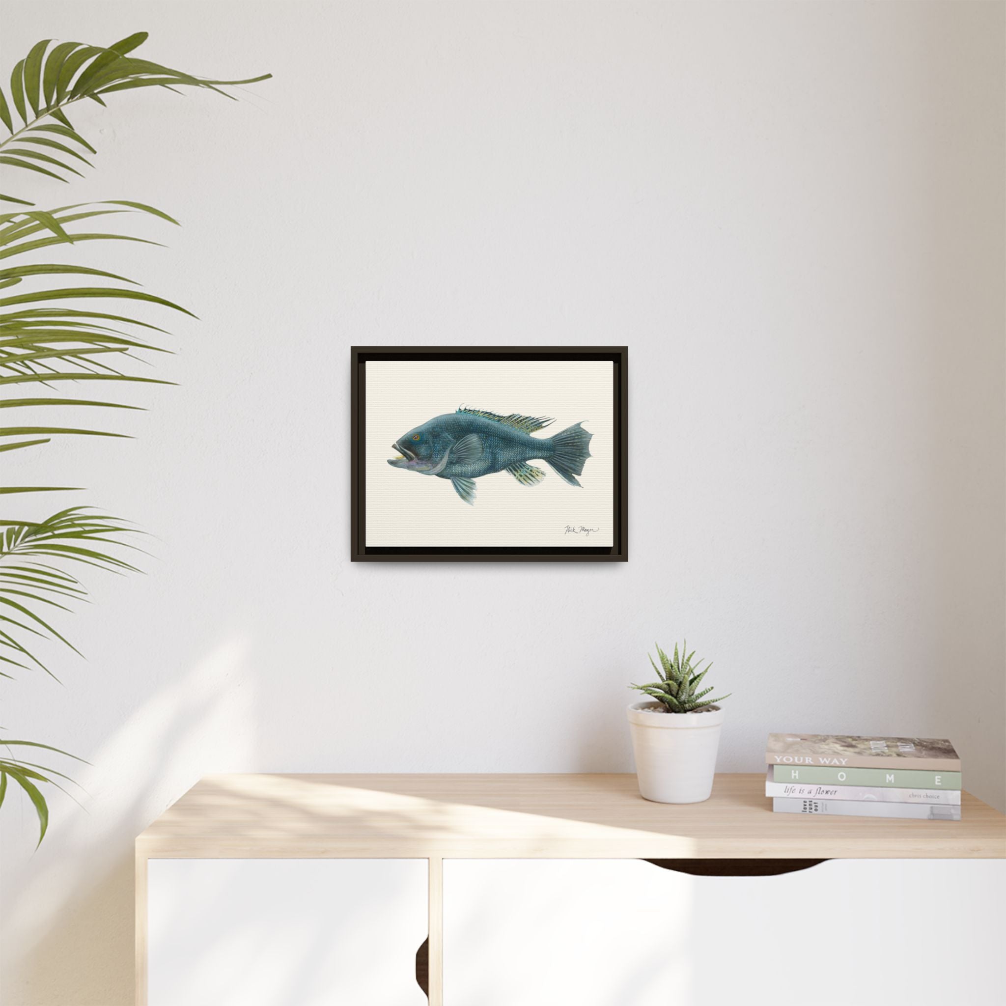 Black Sea Bass Framed Canvas Print Printify