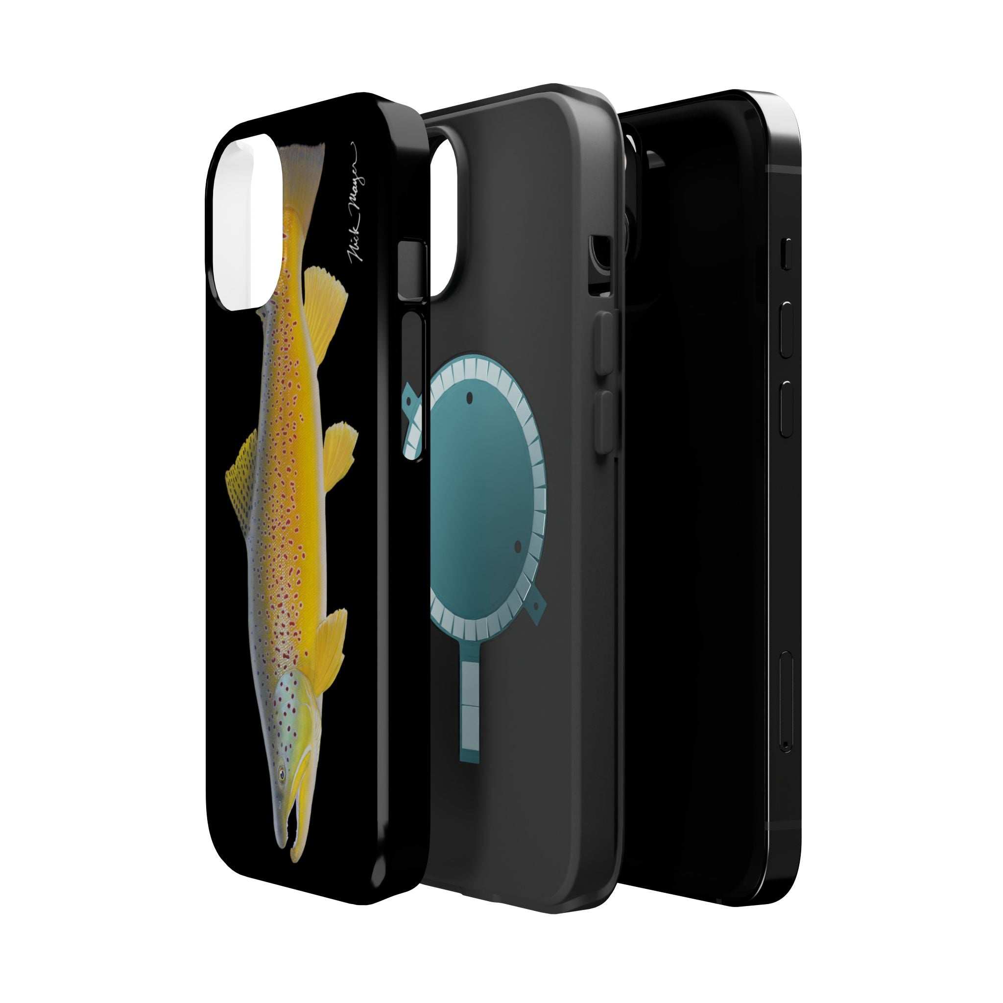 Brown Trout 3 Black MagSafe iPhone Case