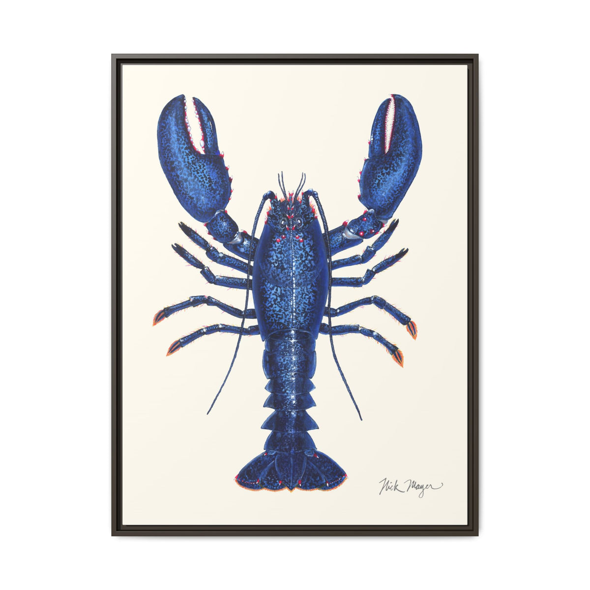 Blue Lobster II Framed Canvas Print Printify